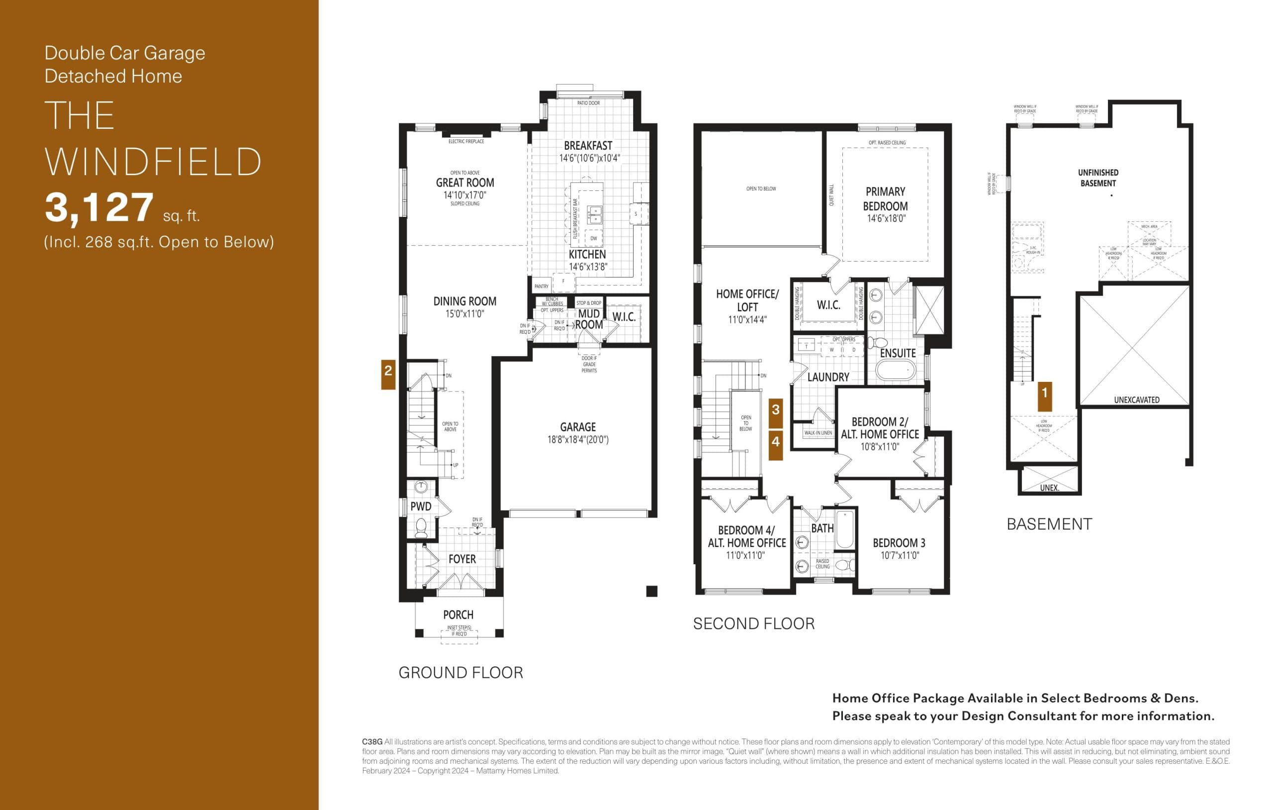 The Windfield Floor Plan at Upper Joshua Creek Phase 2 Towns - 3127 sq.ft