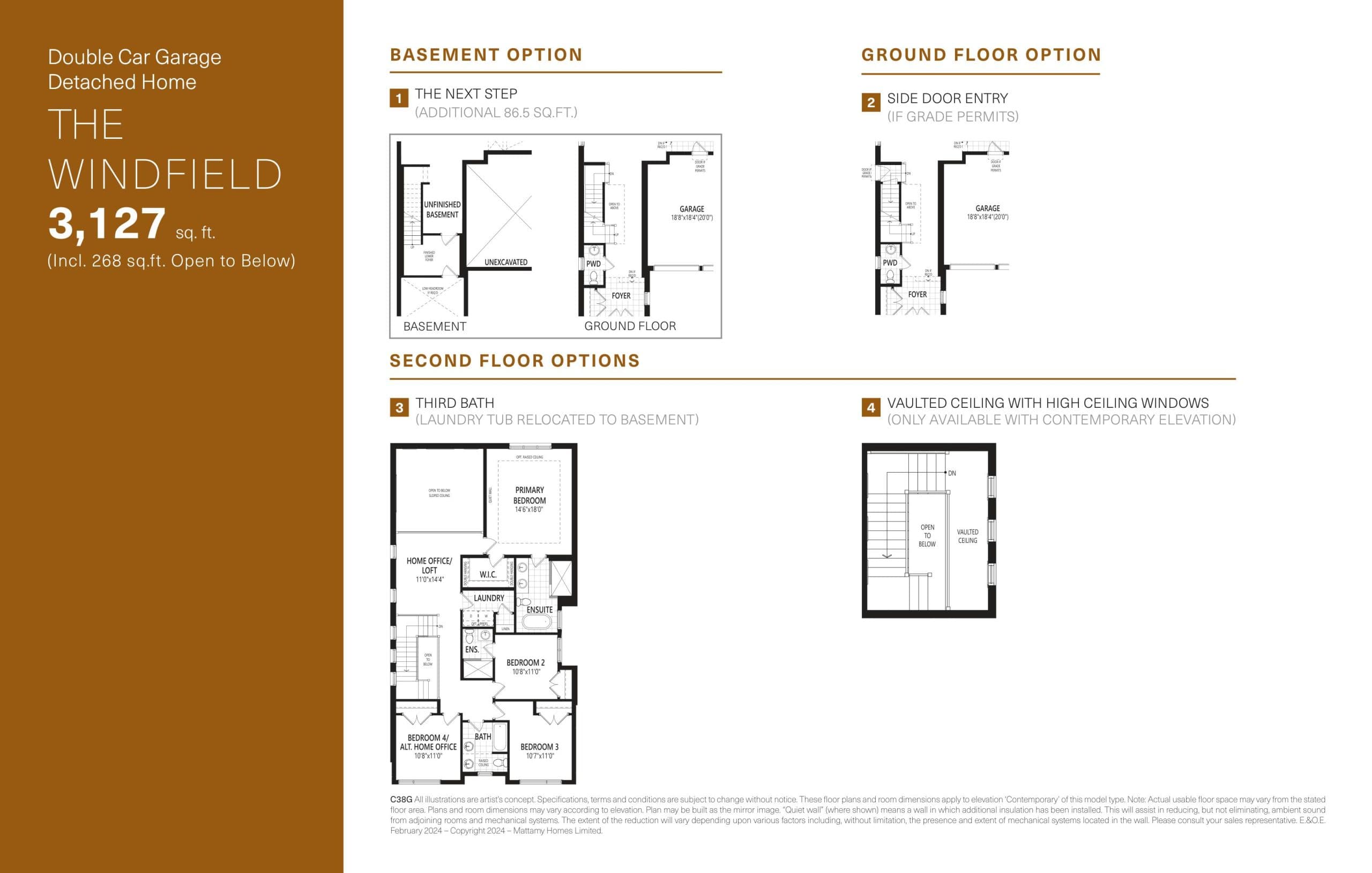 The Windfield (Options) Floor Plan at Upper Joshua Creek Phase 2 Towns - 3127 sq.ft