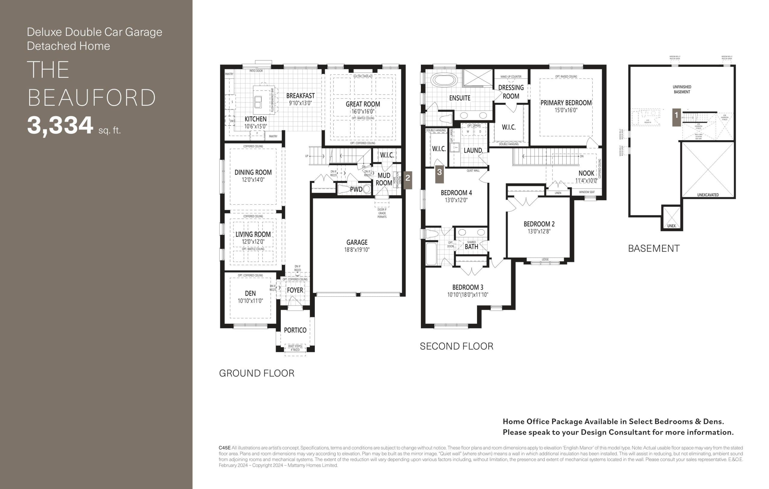 The Beauford (Options) Floor Plan at Upper Joshua Creek Phase 2 Towns - 3334 sq.ft