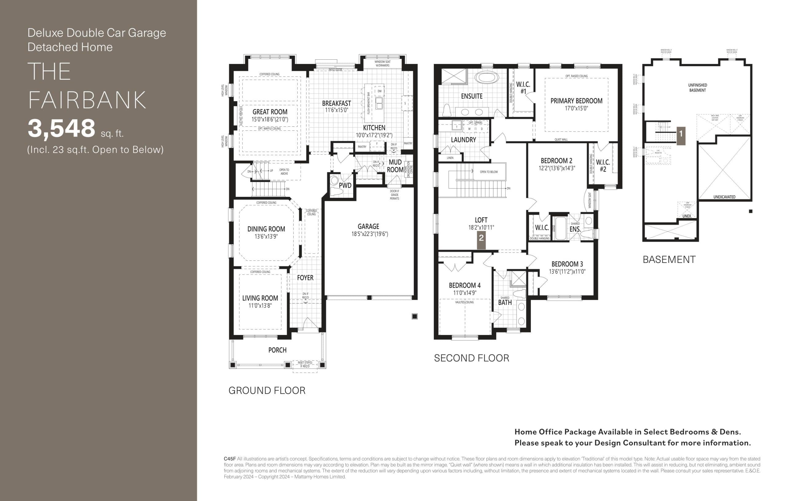 The Fairbank Floor Plan at Upper Joshua Creek Phase 2 Towns - 3548 sq.ft