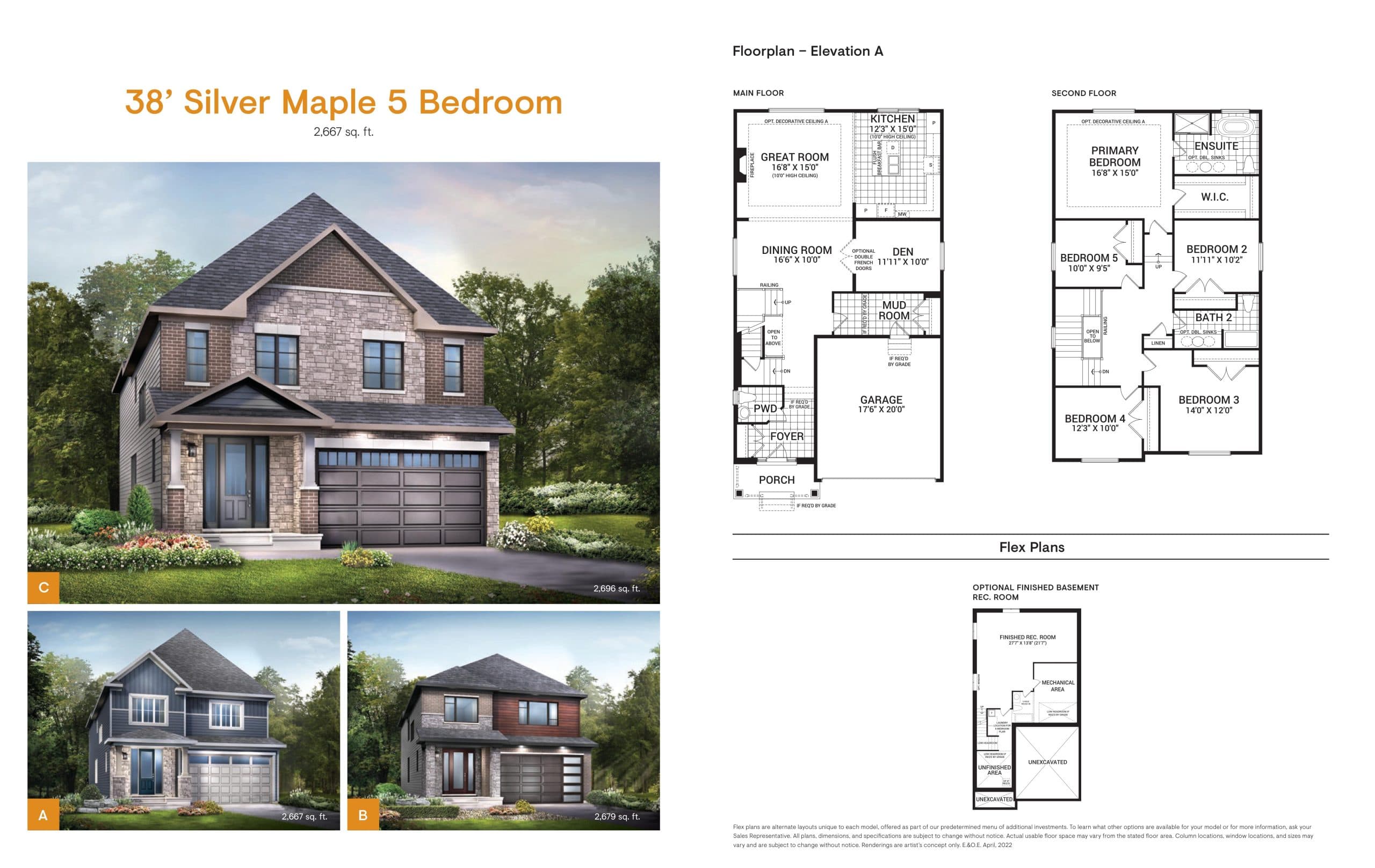 38' Silver Maple 5 Bedroom Floor Plan at Mahogany Towns - 2667 sq.ft