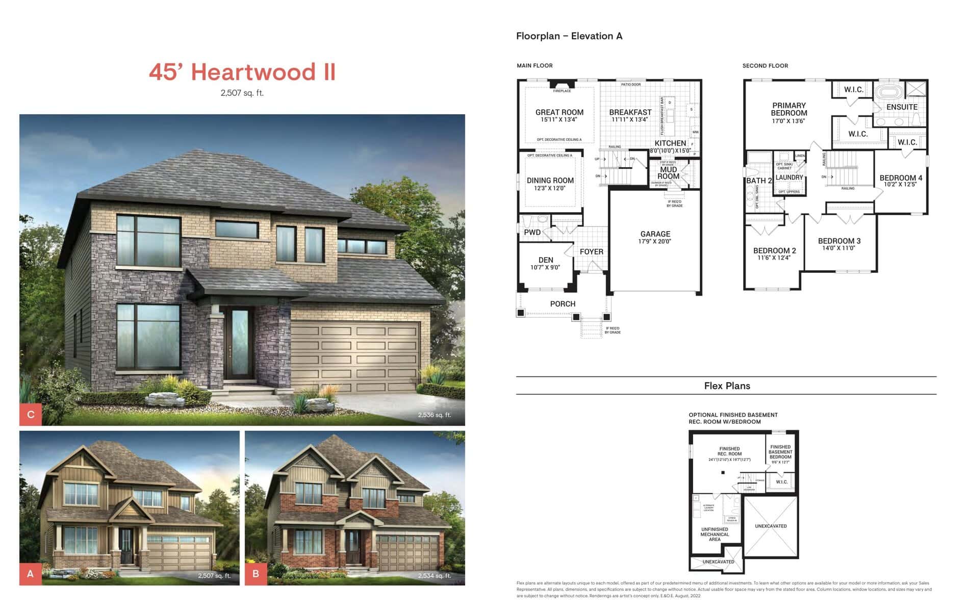 45' Heartwood II Floor Plan at Mahogany Towns - 2507 sq.ft