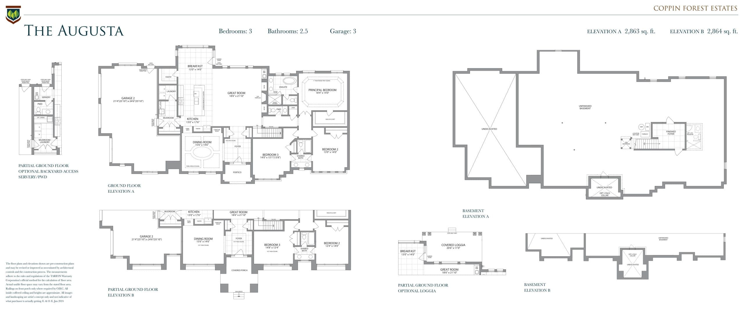 The Augusta Floor Plan at Coppin Forest Estates - 2864 sq.ft