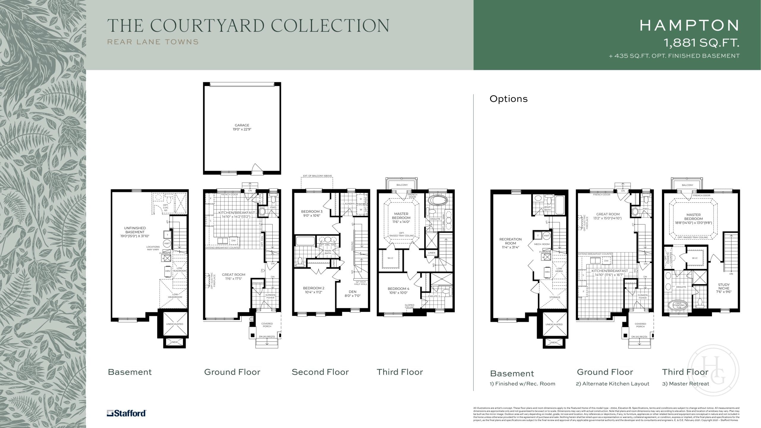 Hampton Floor Plan at Highbury Gardens - 1881 sq.ft