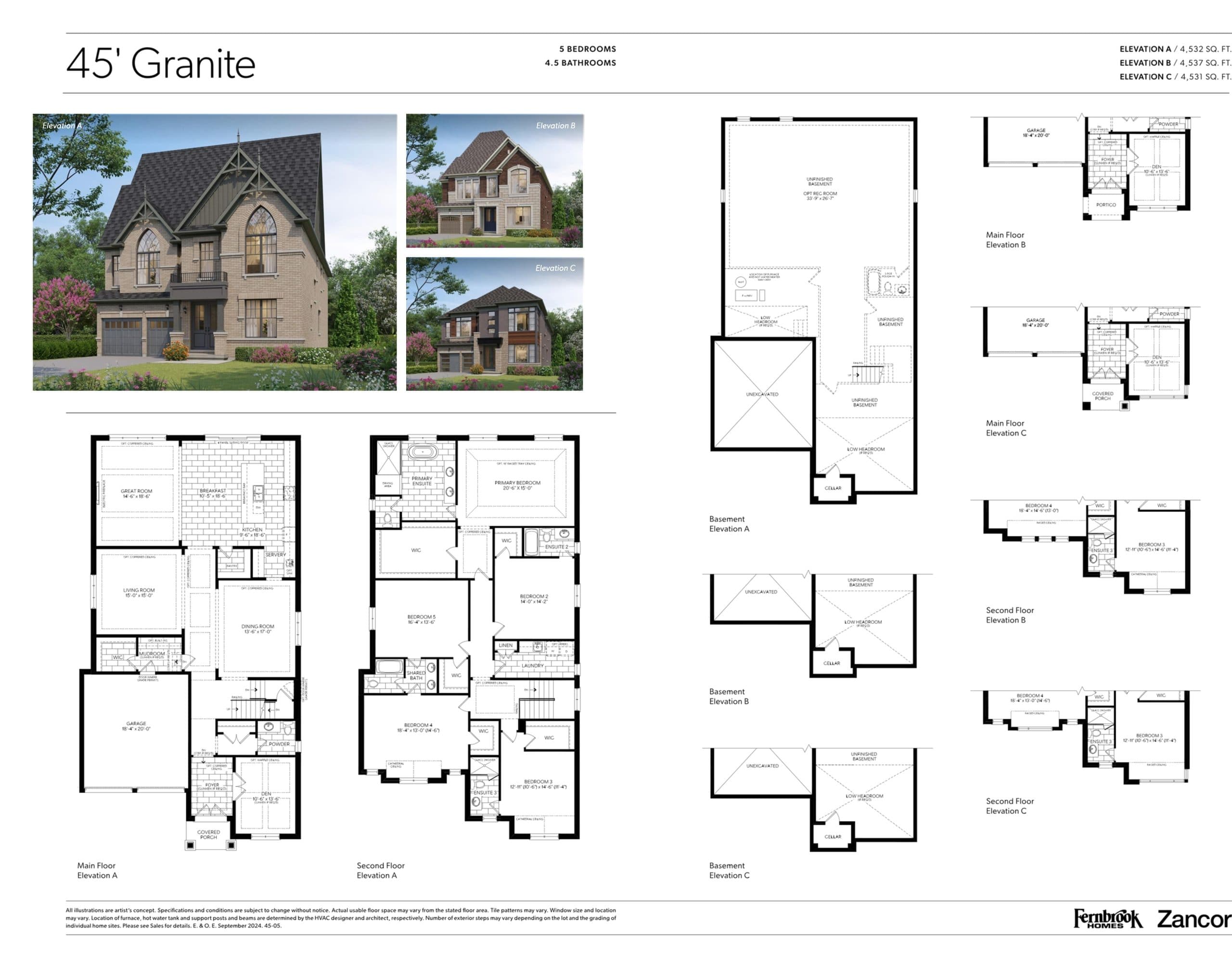 Granite Floor Plan at Caledon Club Towns - 4537 sq.ft