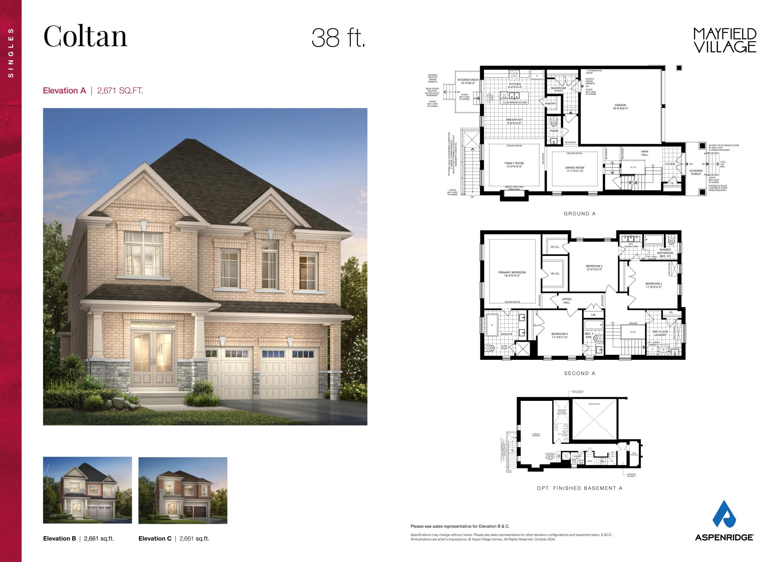 Coltan Floor Plan at Mayfield Village by Aspen Ridge Homes - 2671 sq.ft