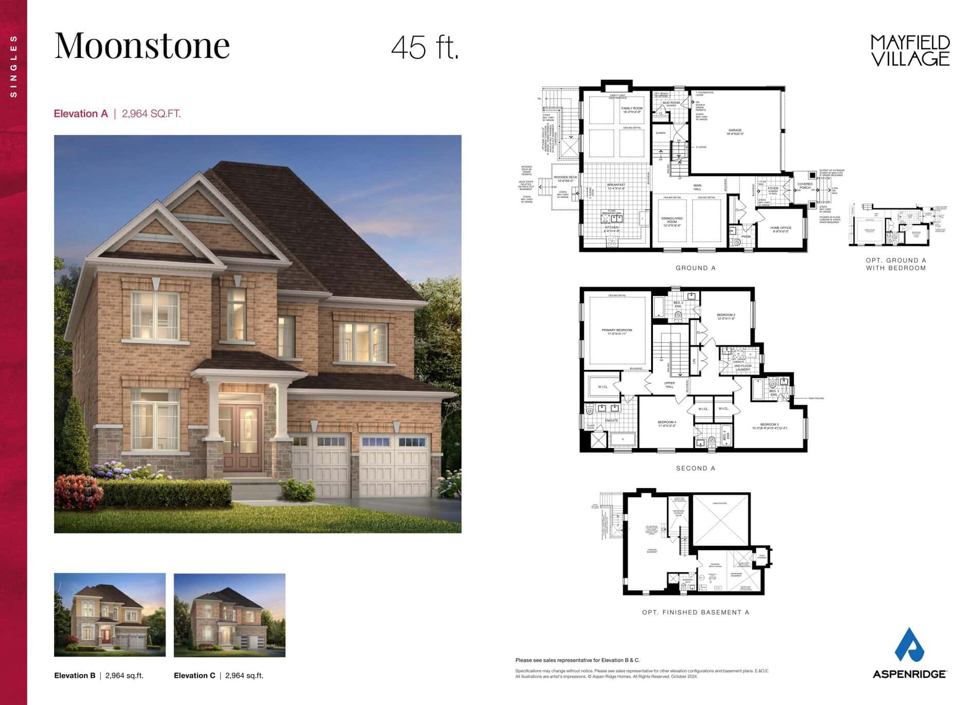 Moonstone Floor Plan at Mayfield Village by Aspen Ridge Homes - 2964 sq.ft