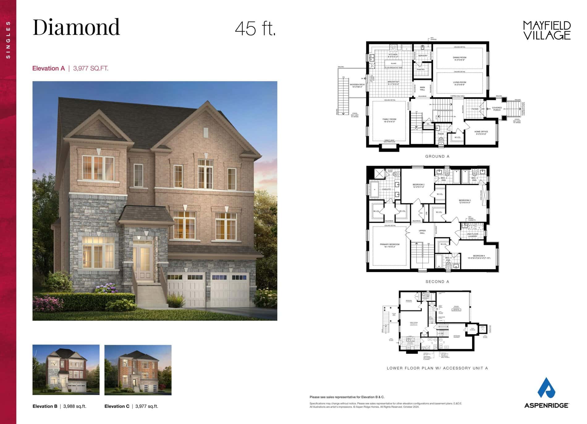 Diamond Floor Plan at Mayfield Village by Aspen Ridge Homes - 3977 sq.ft