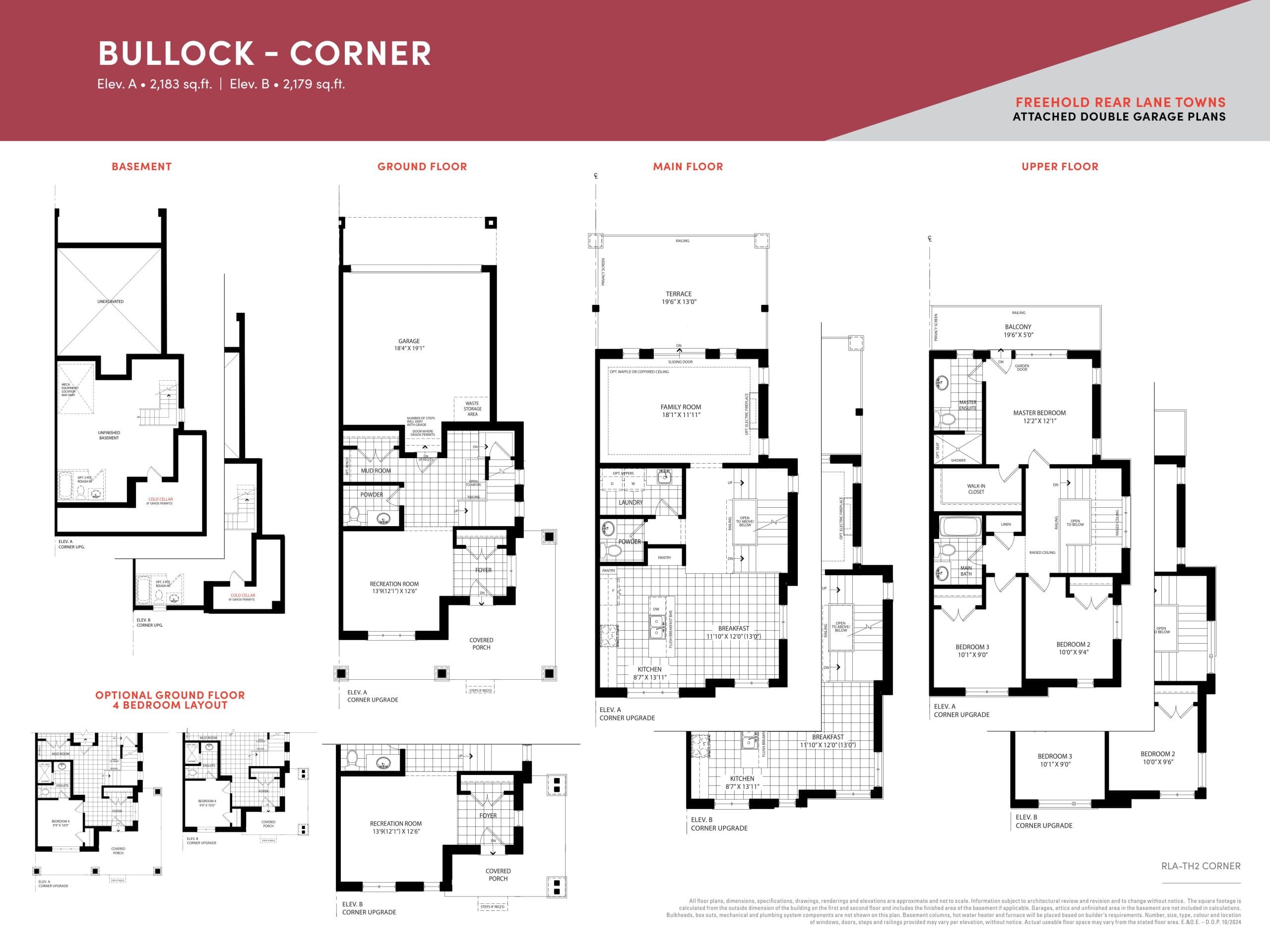 Bullock - Corner Floor Plan at South Cornell by Lindvest - 2183 sq.ft