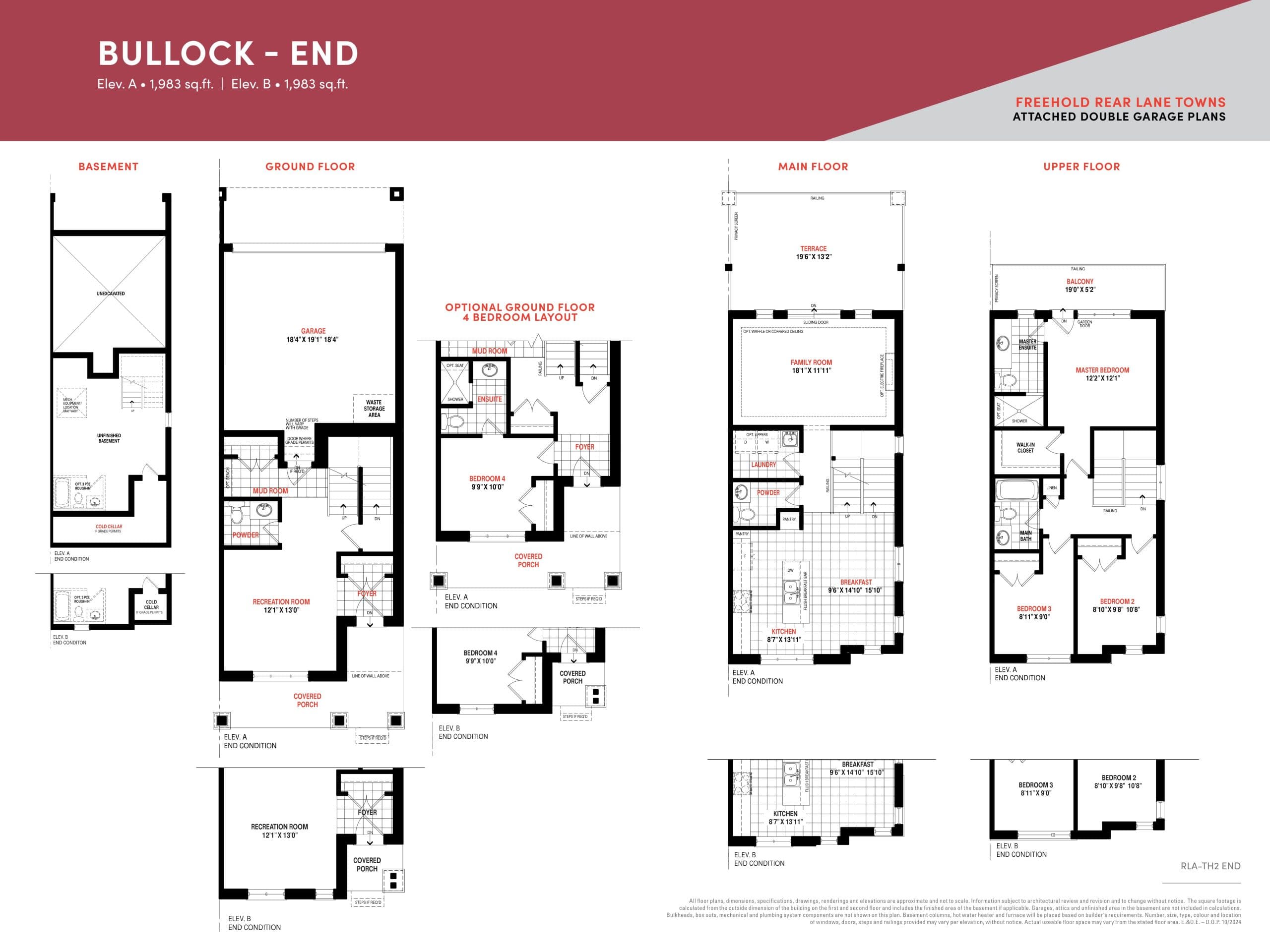 Bullock - End Floor Plan at South Cornell by Lindvest - 1983 sq.ft