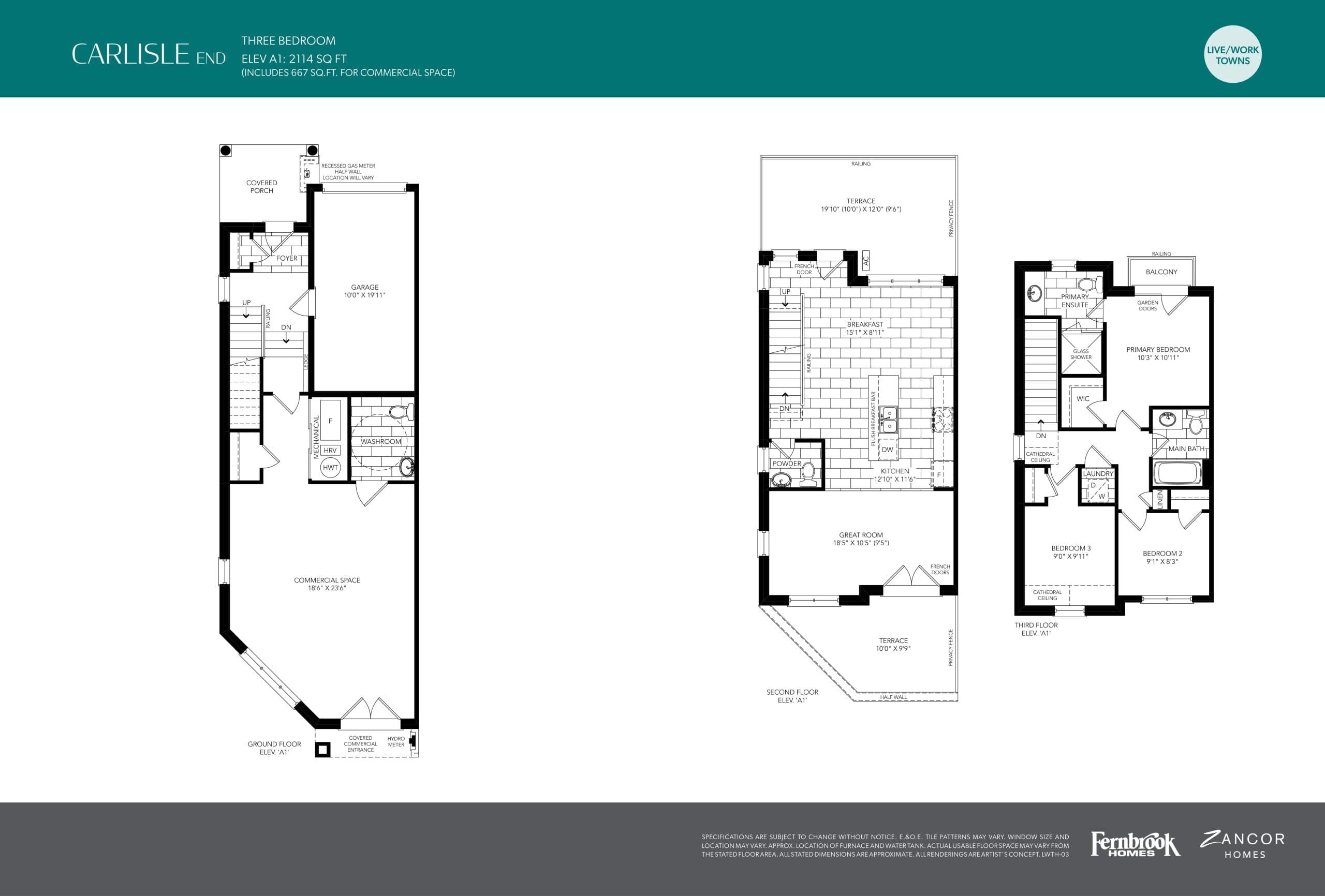 Carlisle End Floor Plan at Caledon Club Towns - 2114 sq.ft