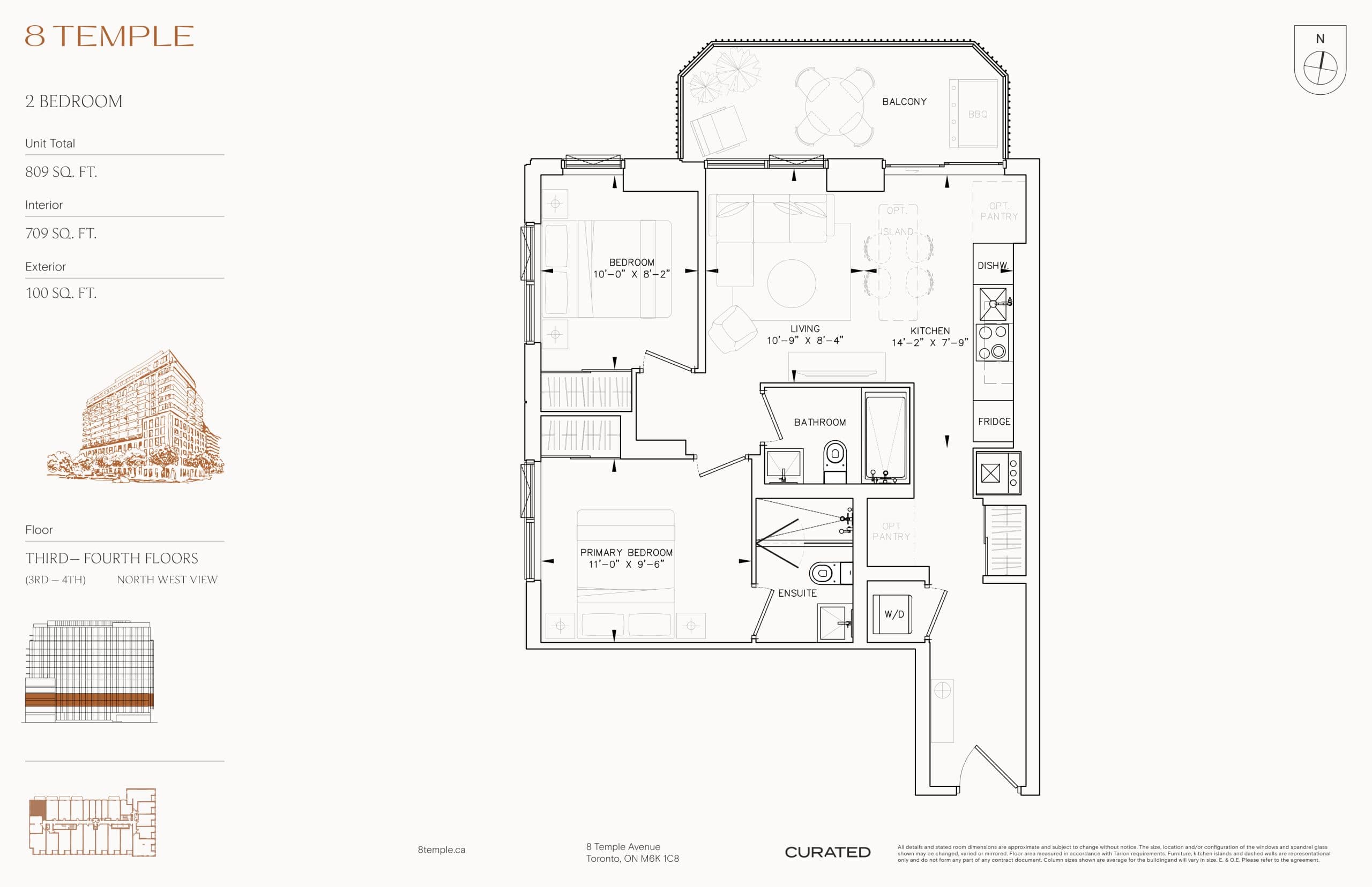 709 Floor Plan at 8 Temple Condos - 709 sq.ft