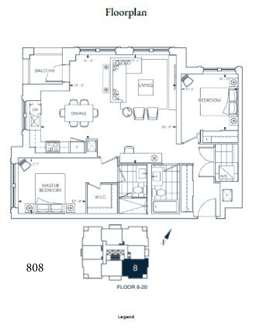 Suite 808 Floor Plan at Evermore at West Village Condos - 1117 sq.ft