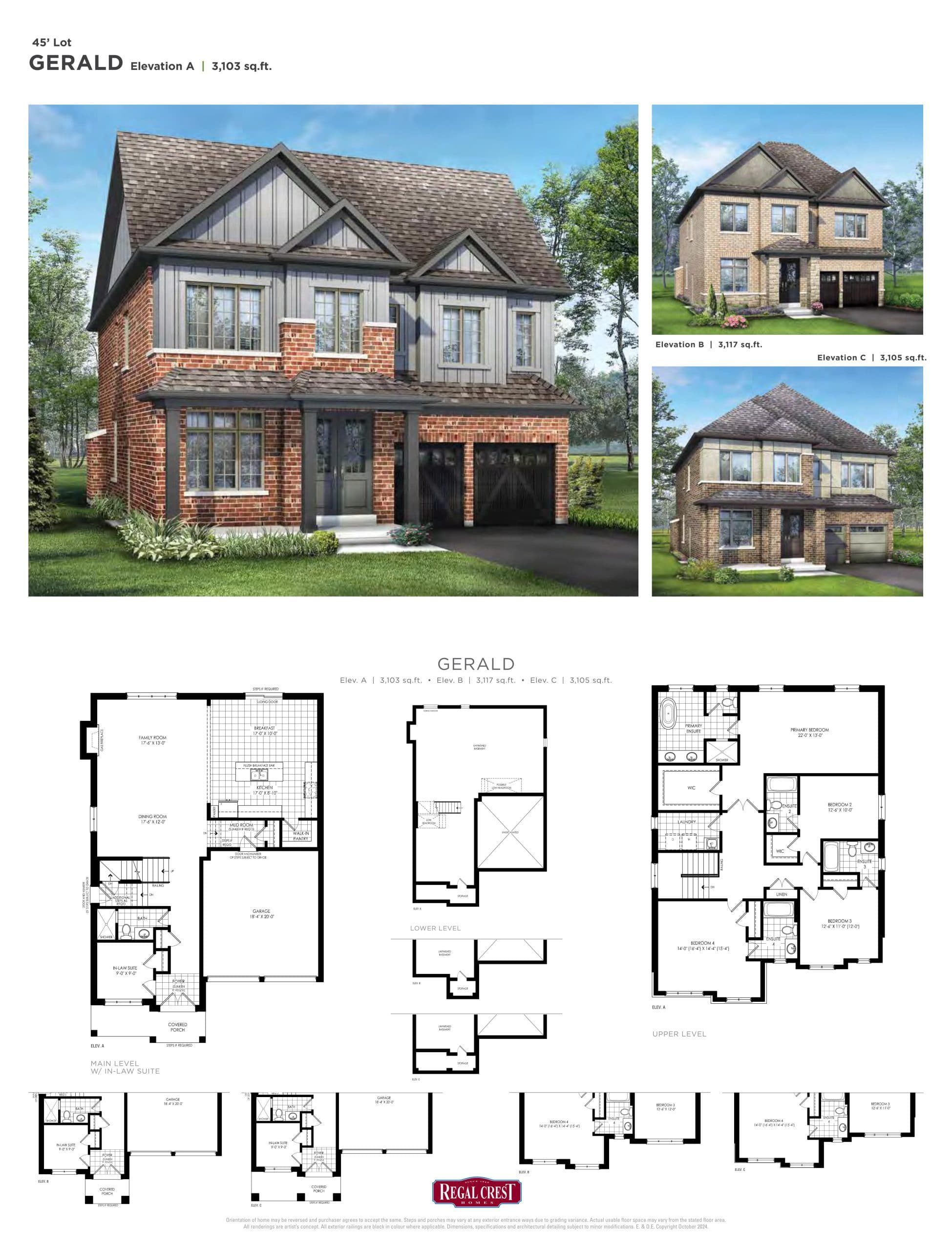 Gerald Floor Plan at Mayfield Village by Regal Crest Homes - 3103 sq.ft