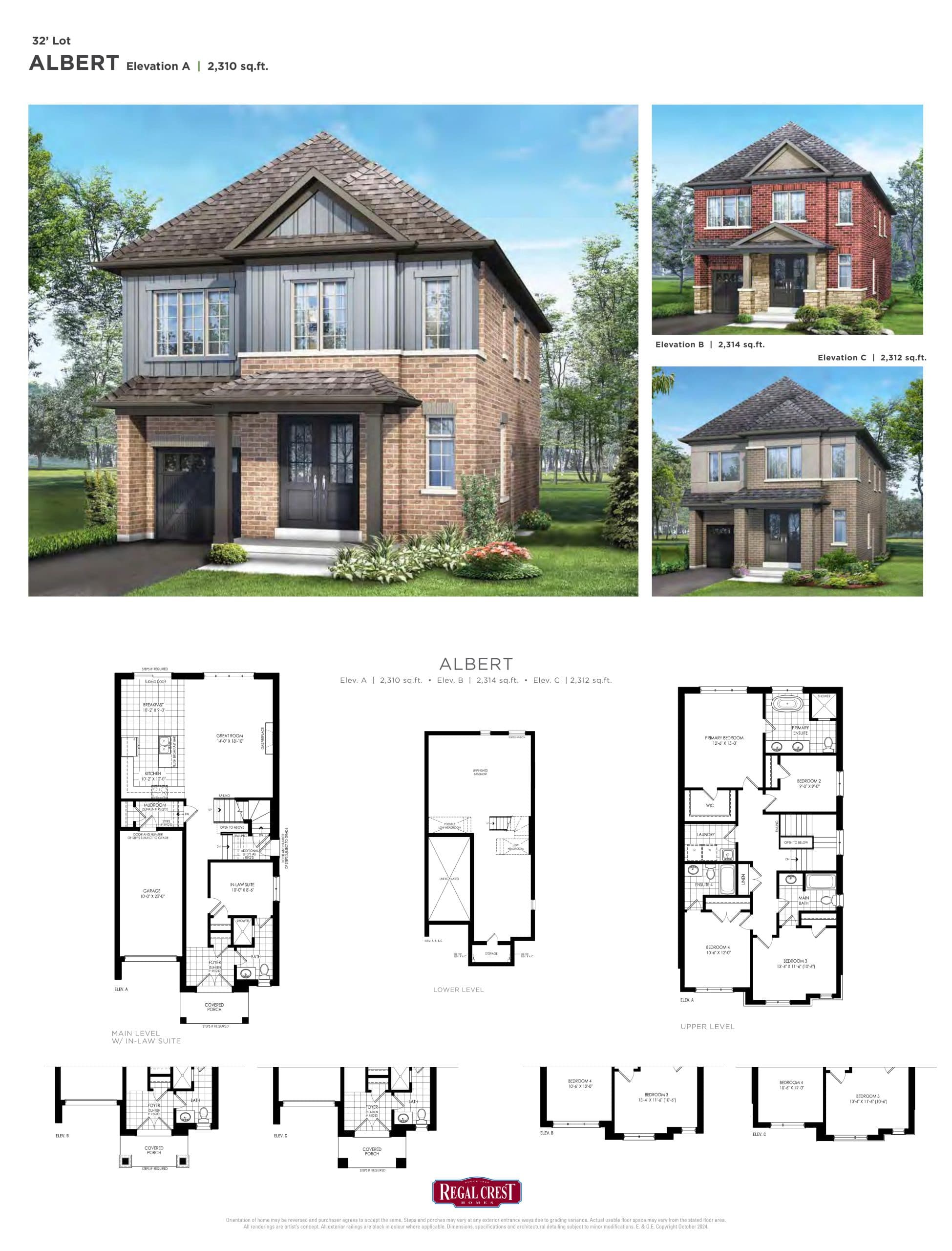 Albert Floor Plan at Mayfield Village by Regal Crest Homes - 2314 sq.ft