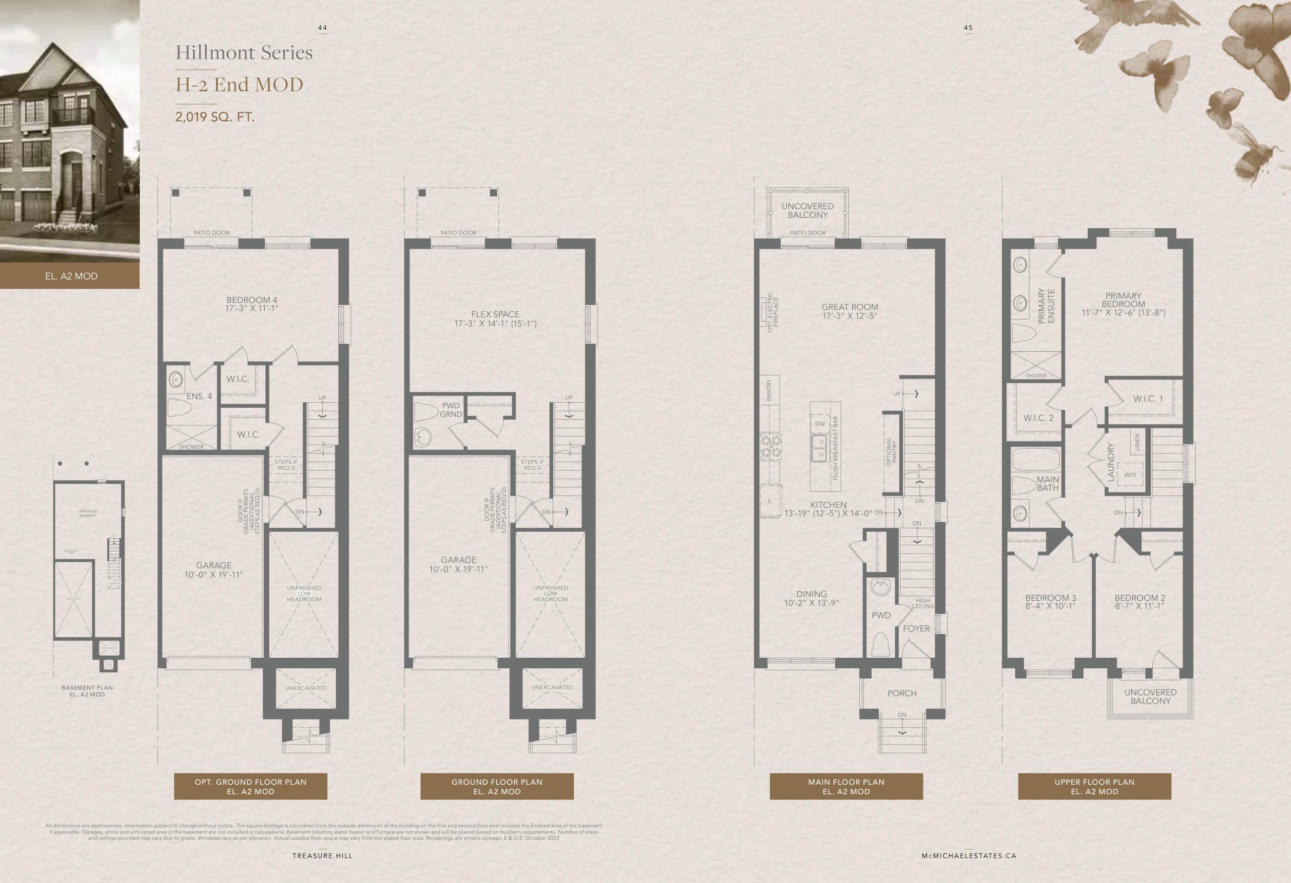 H-2 End (A2 Mod) Floor Plan at McMichael Estates - The Townhome Collection - 2019 sq.ft