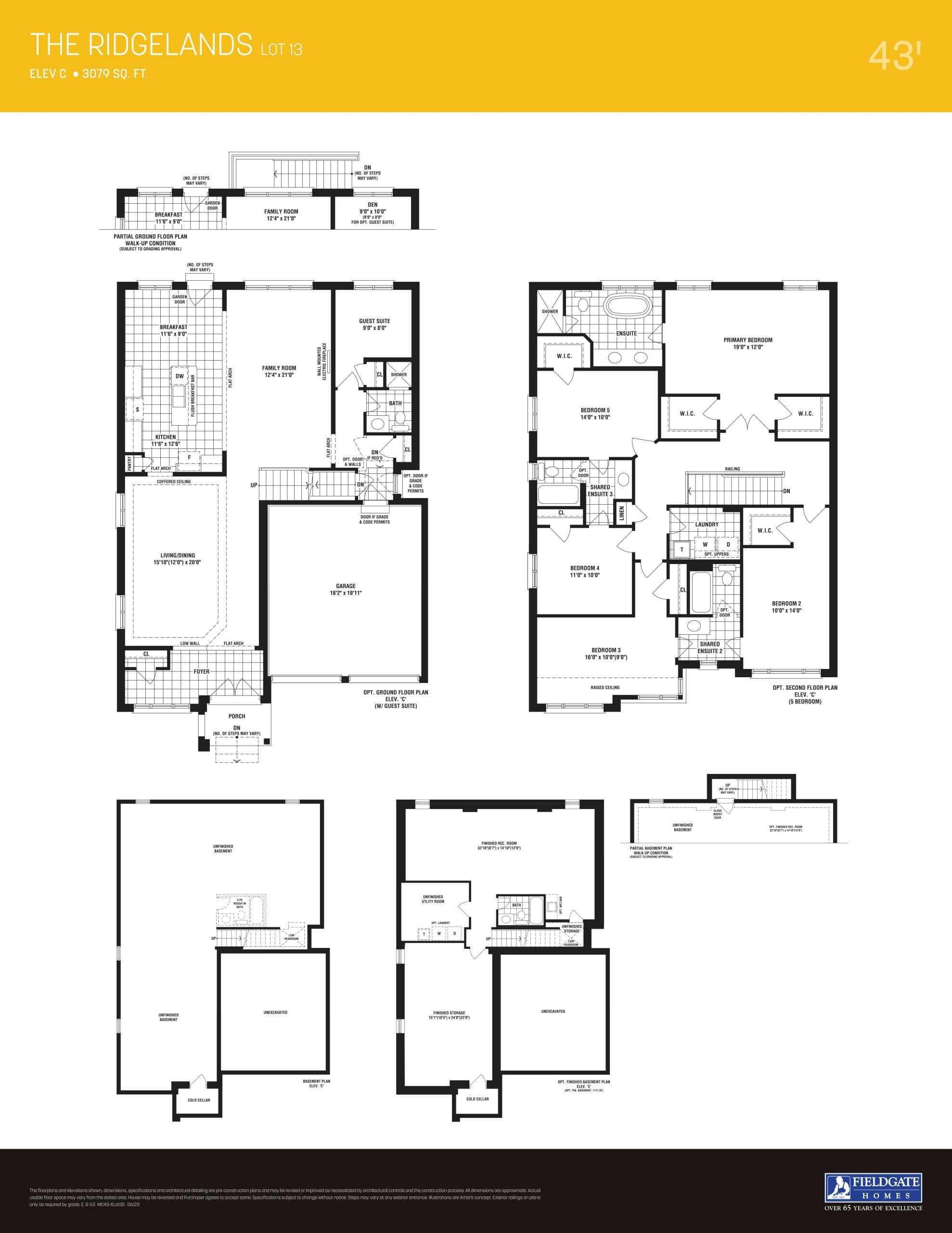 The Ridgelands Elev C Lot 13 Floor Plan at The Valleylands of Sixteen Mile Creek - 3079 sq.ft