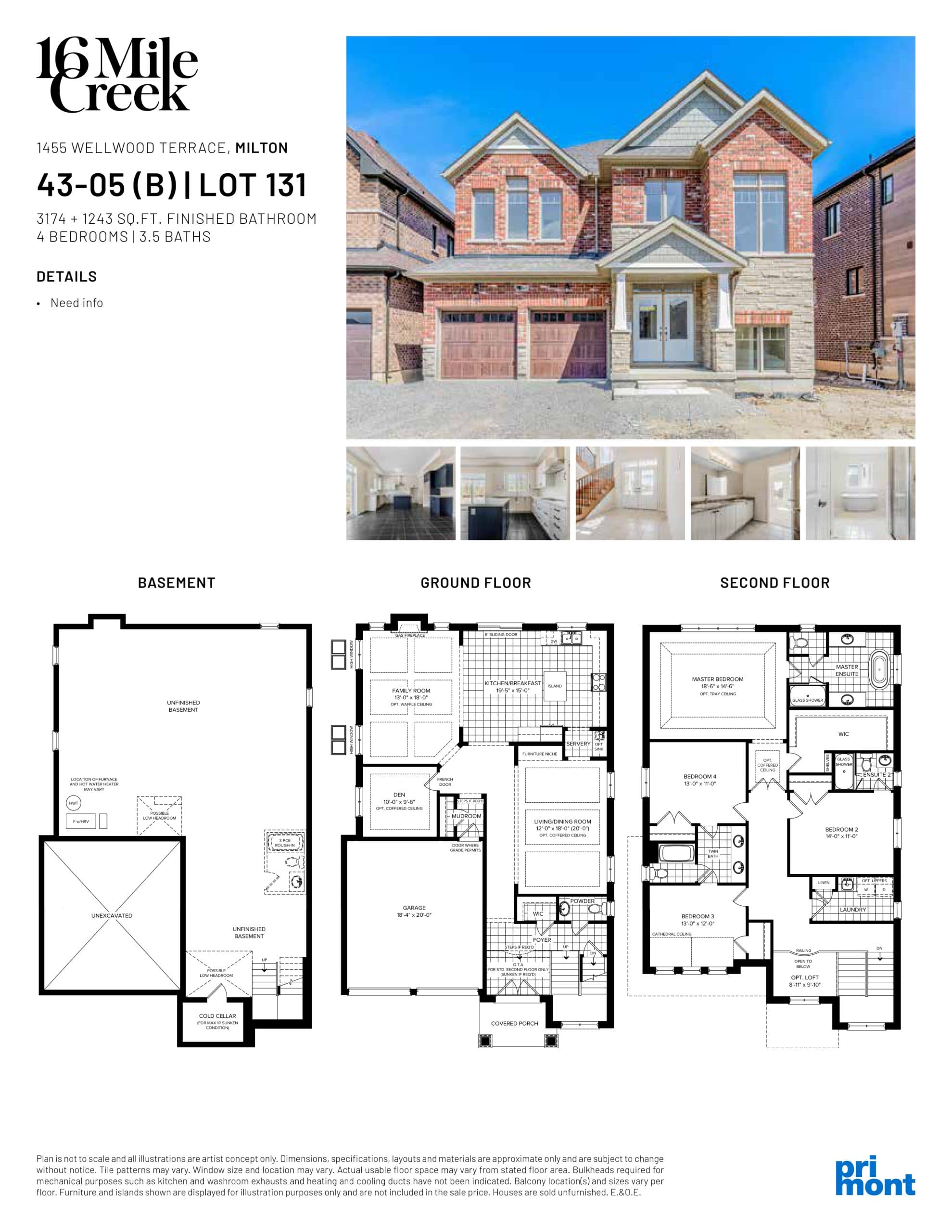 43-05 (B) | Lot 131 Floor Plan at 16 Mile Creek Homes - 4417 sq.ft
