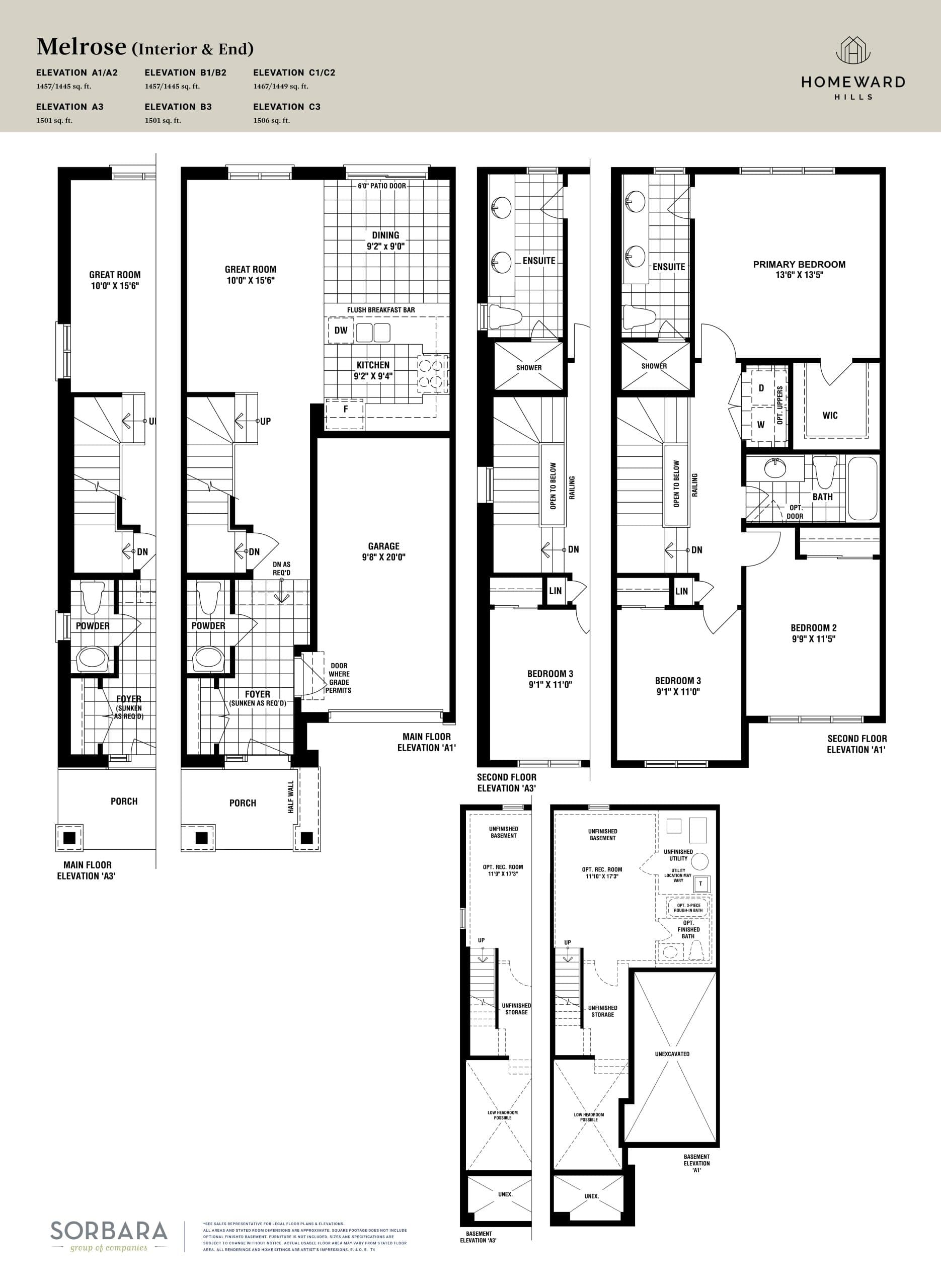 Melrose Floor Plan at Homeward Hills Towns - 1457 sq.ft