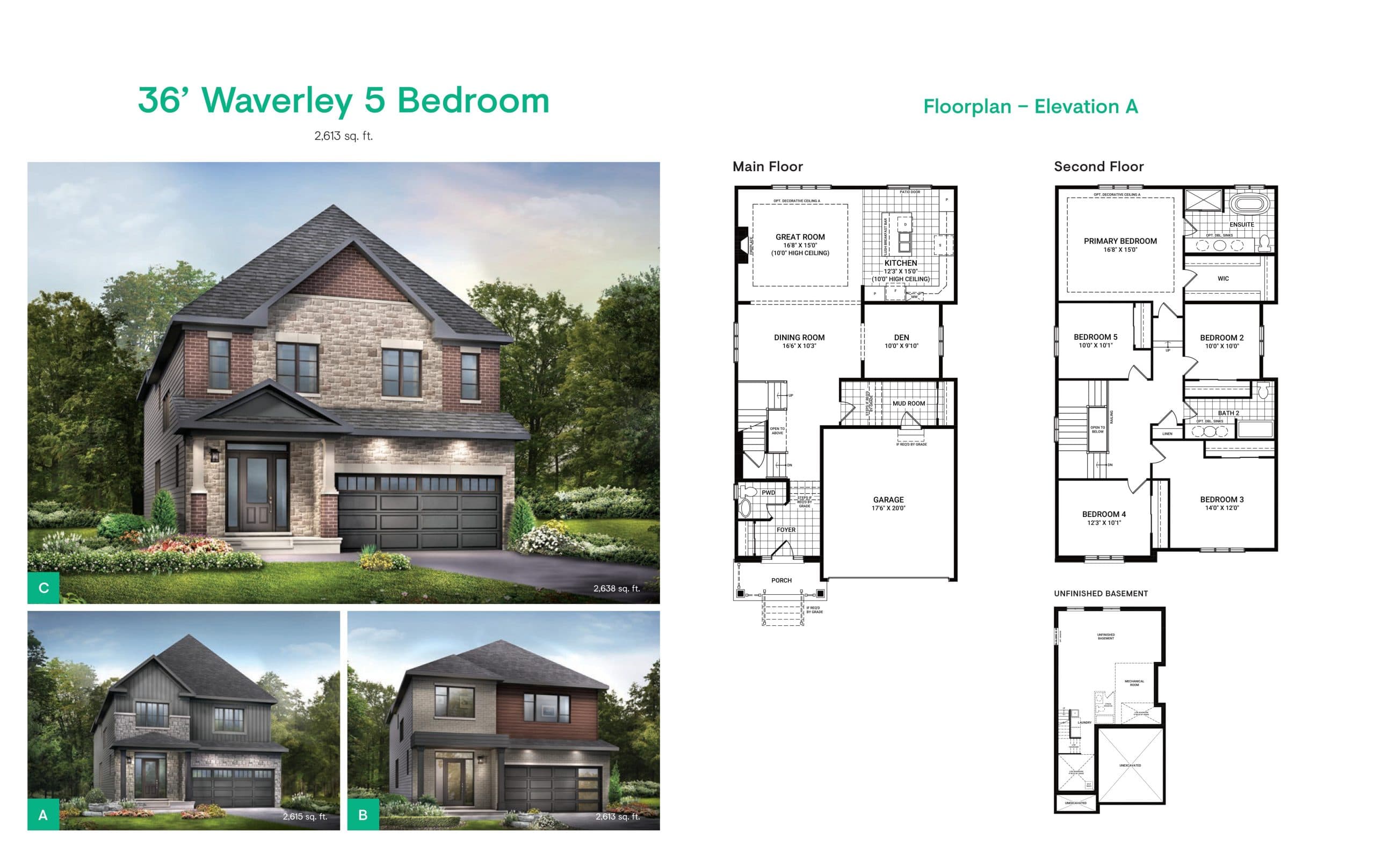 Waverley 5 Bedroom Floor Plan at Avalon Vista Homes Phase 3 - 2638 sq.ft