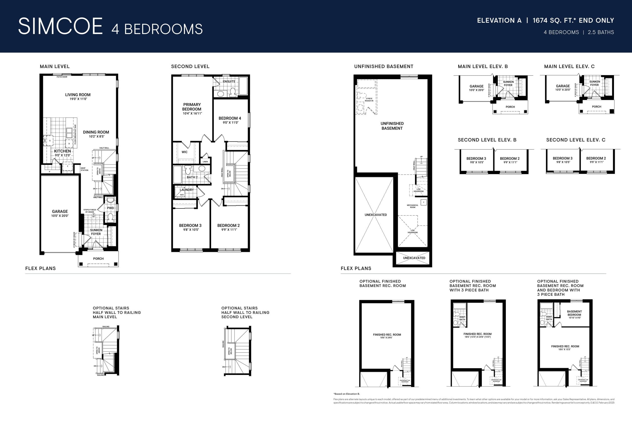 Simcoe 4 Bedroom Floor Plan at Avalon Vista Homes Phase 3 - 1674 sq.ft