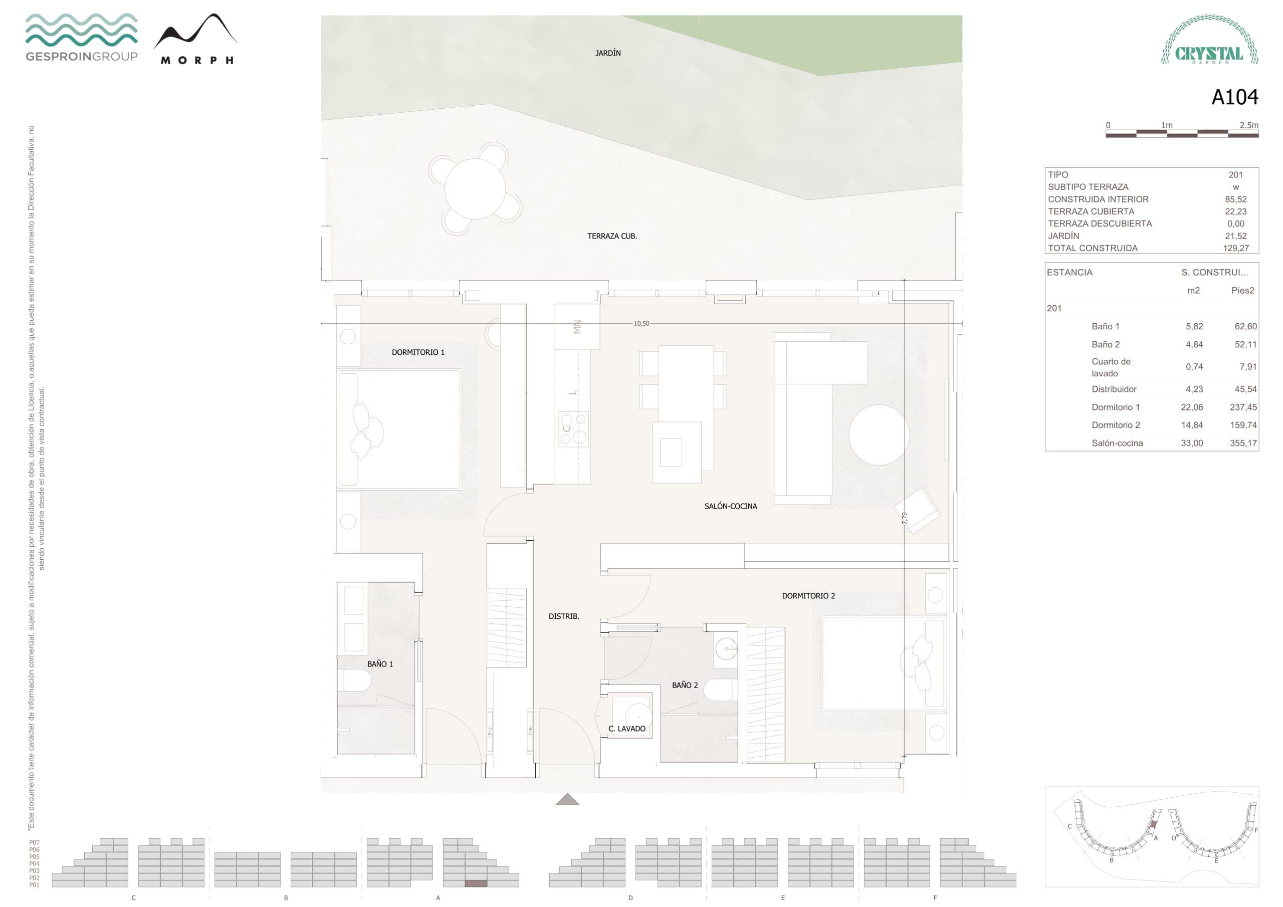 A104 Floor Plan at Crystal Garden - 921 sq.ft