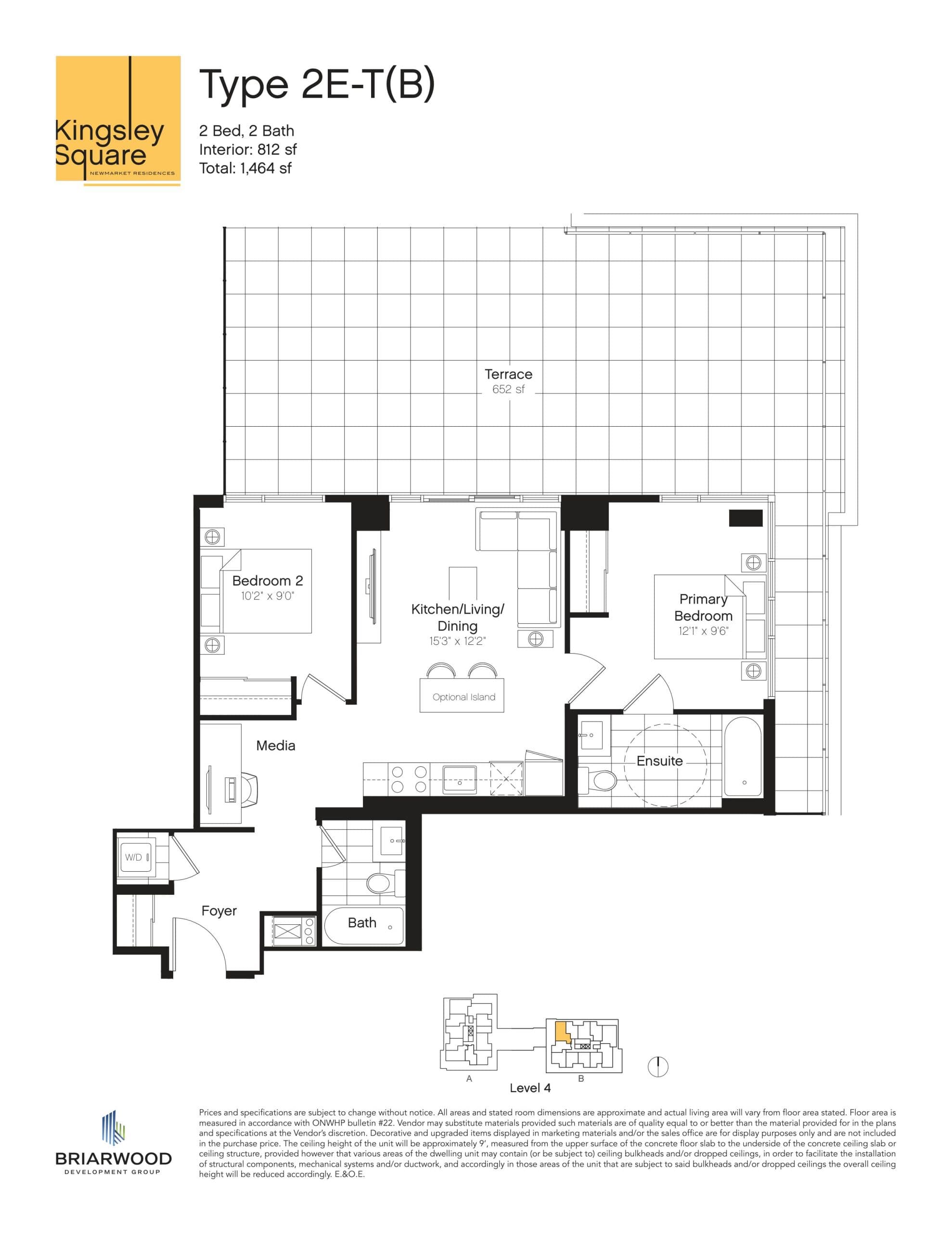 Type 2E-T(B) Floor Plan at Kingsley Square Condos - 812 sq.ft