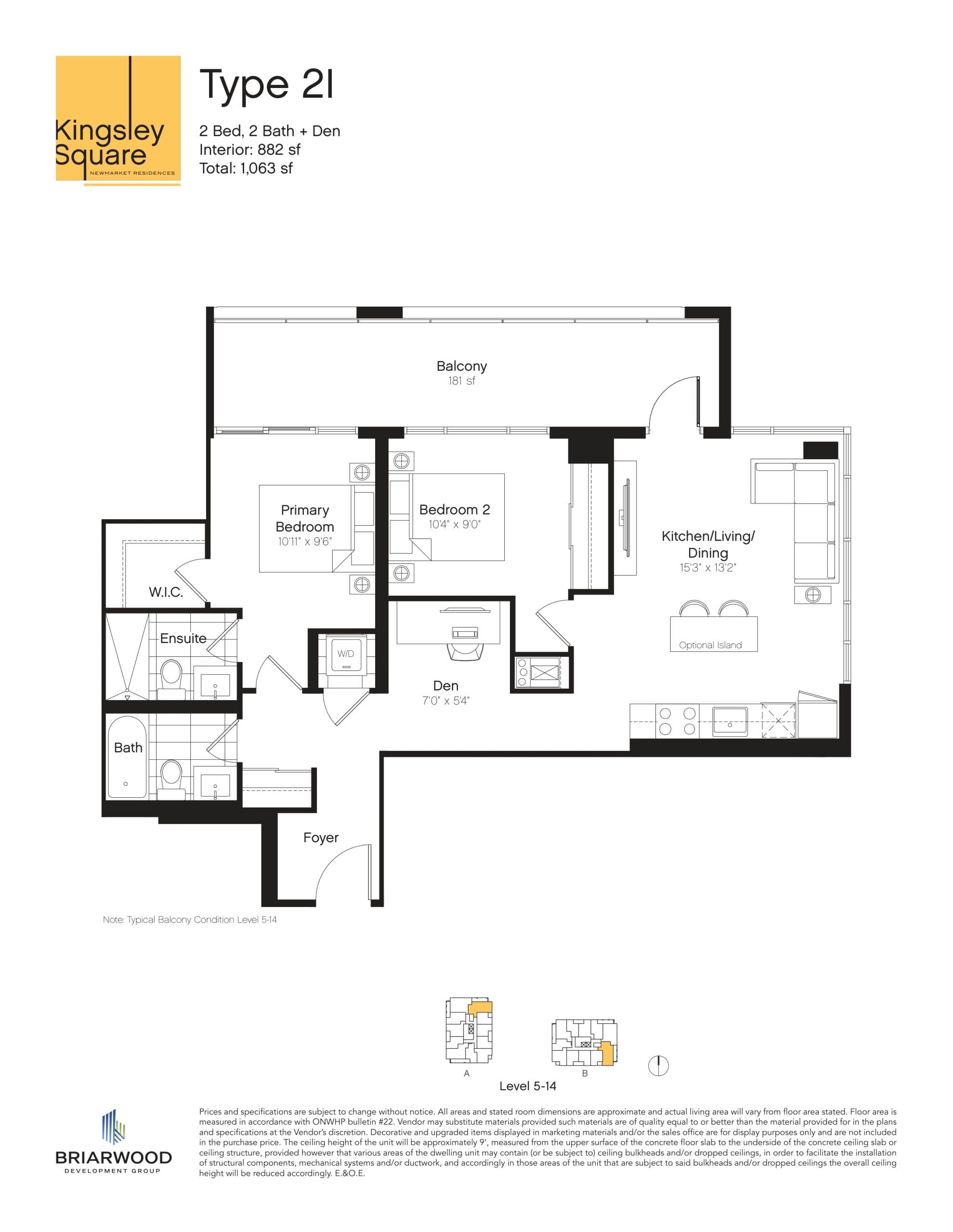 Type 2I Floor Plan at Kingsley Square Condos - 882 sq.ft