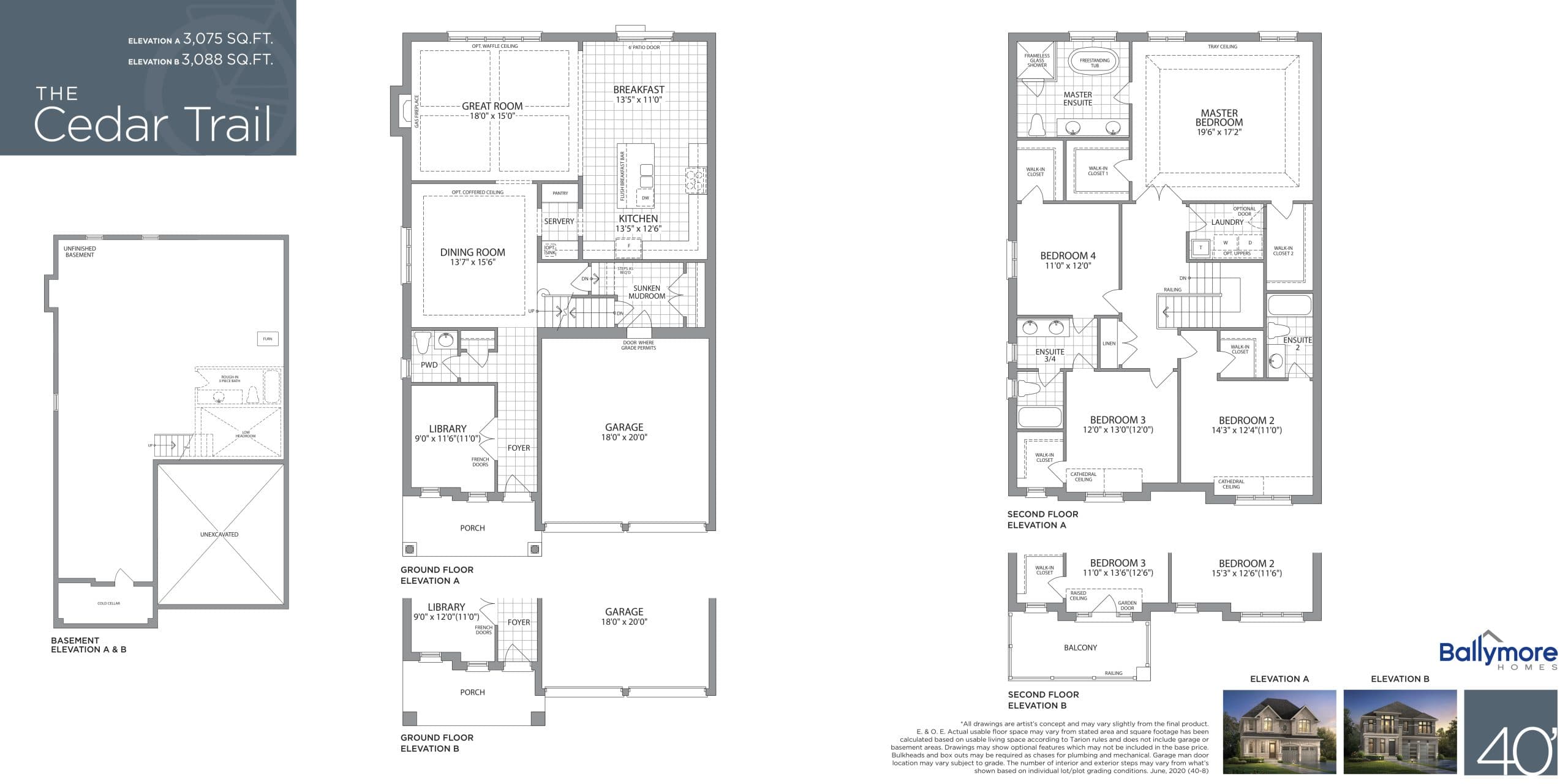 The Cedar Trail Floor Plan at Woodbury Trails Homes - 3075 sq.ft