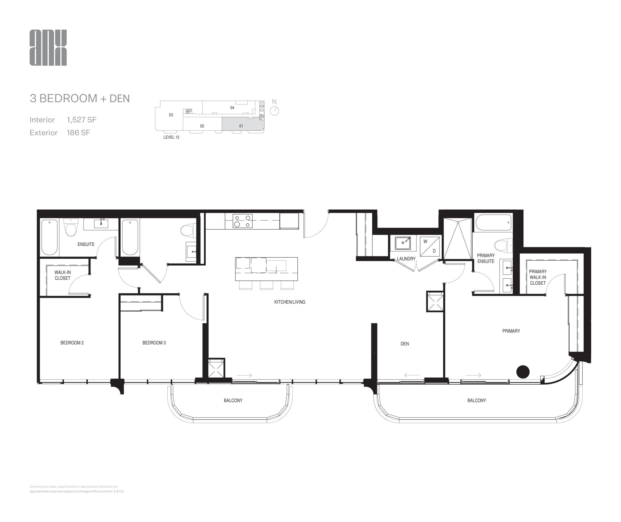 1527 SF Floor Plan at ANX Condos - 1527 sq.ft