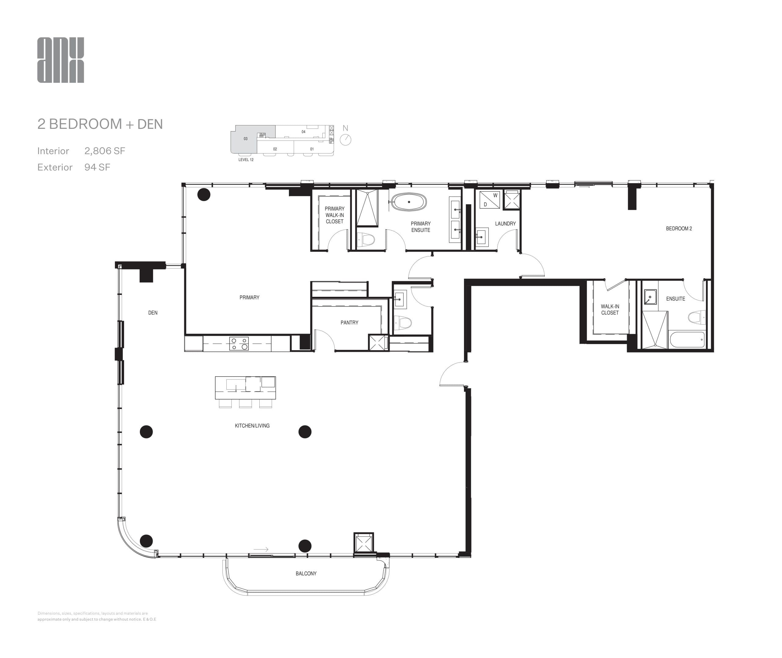 2806 SF Floor Plan at ANX Condos - 2806 sq.ft