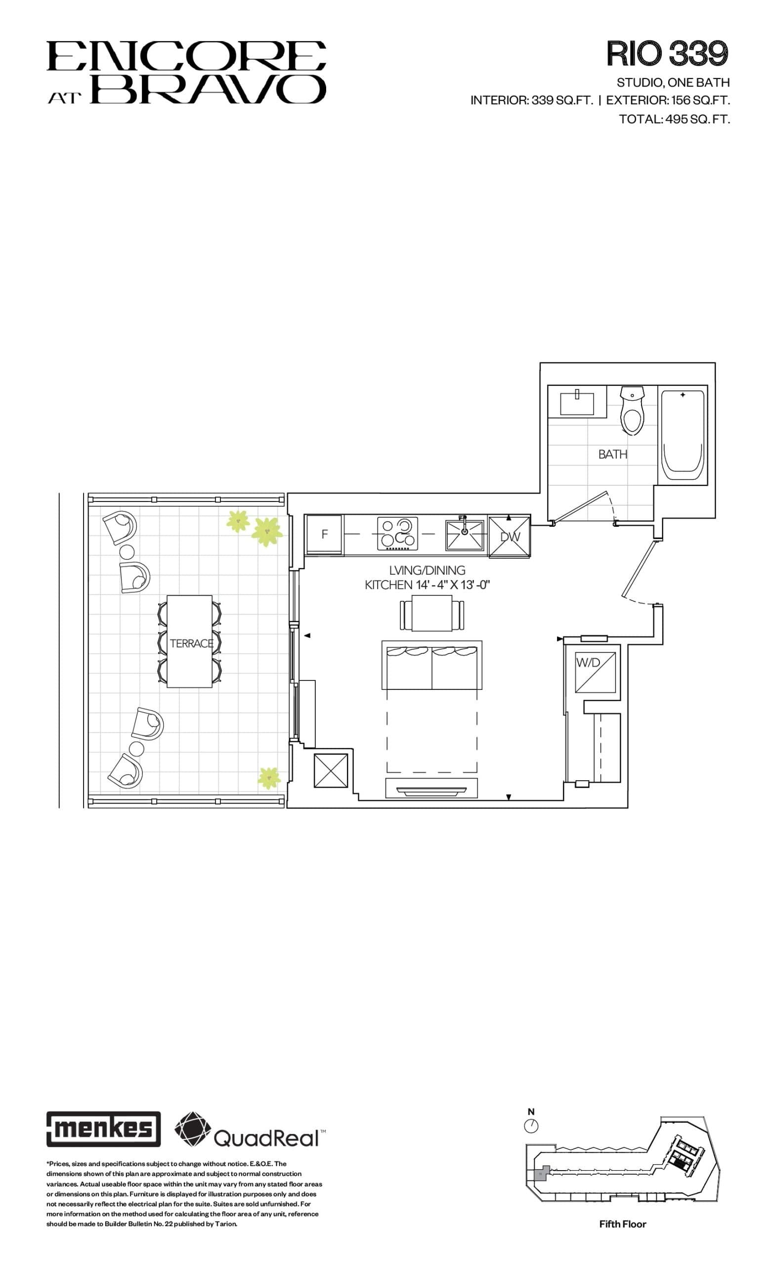 Rio 339 Floor Plan at Encore at Bravo Condos - 339 sq.ft
