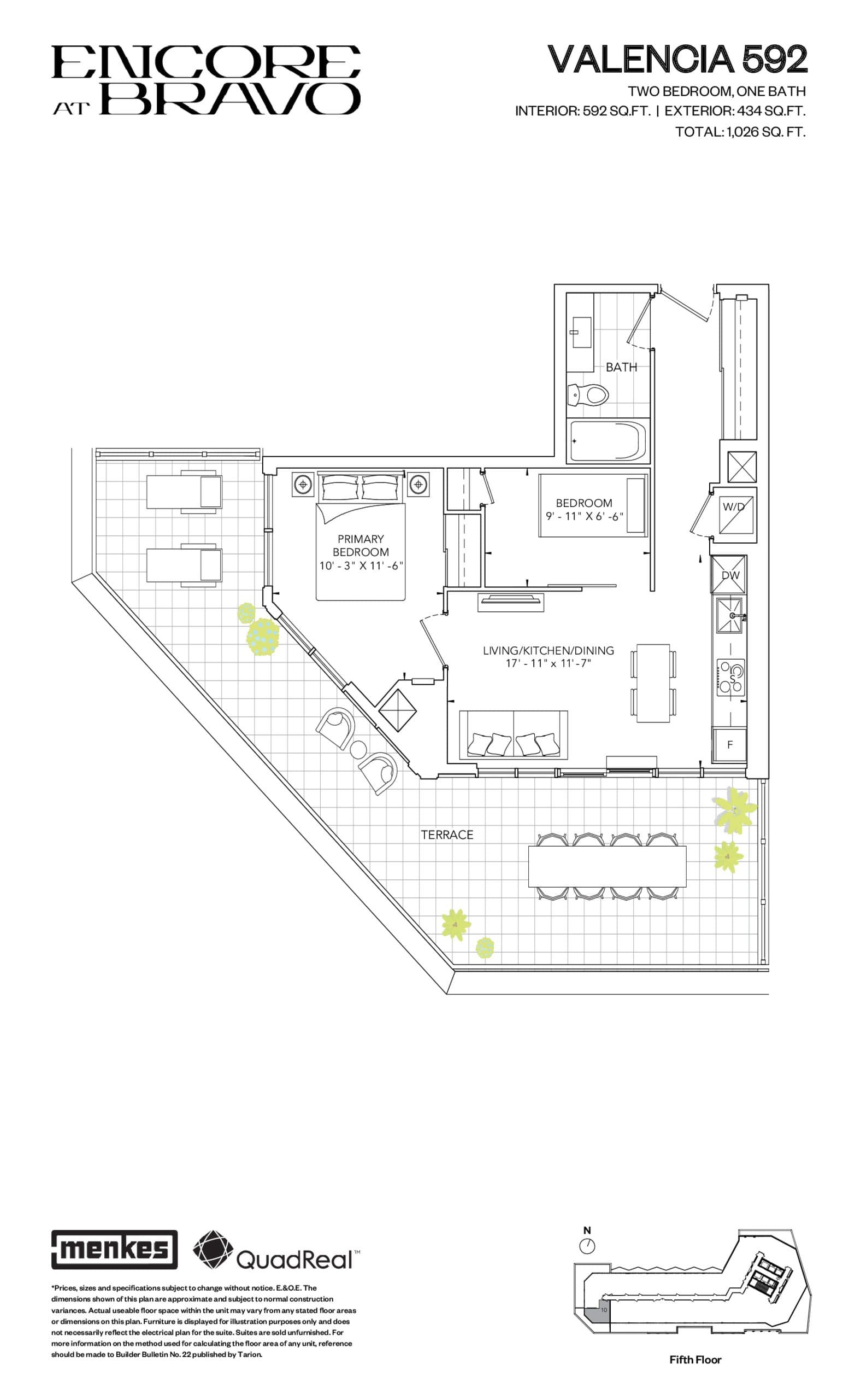 Valencia 592 Floor Plan at Encore at Bravo Condos - 592 sq.ft