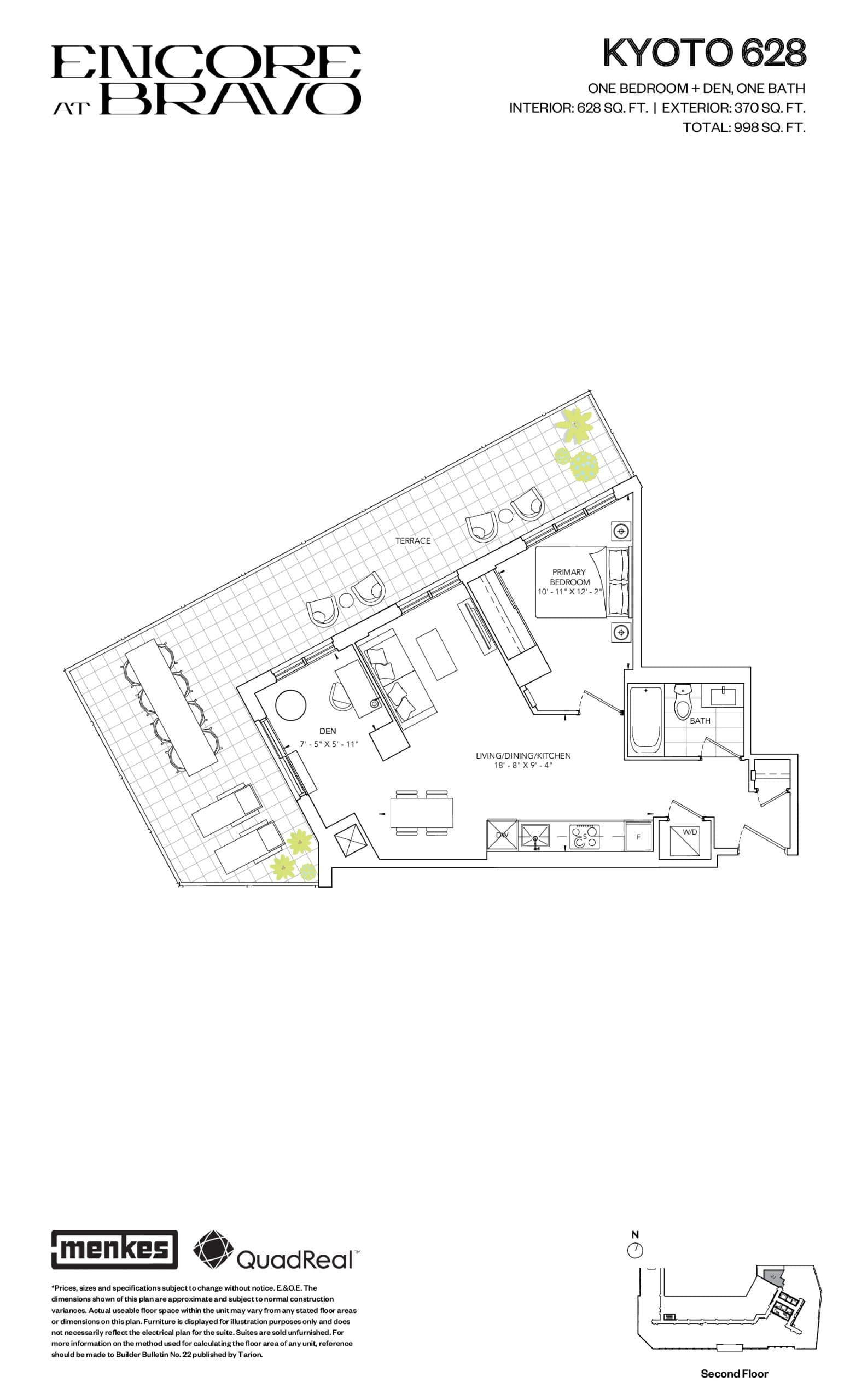 Kyoto 628 Floor Plan at Encore at Bravo Condos - 628 sq.ft