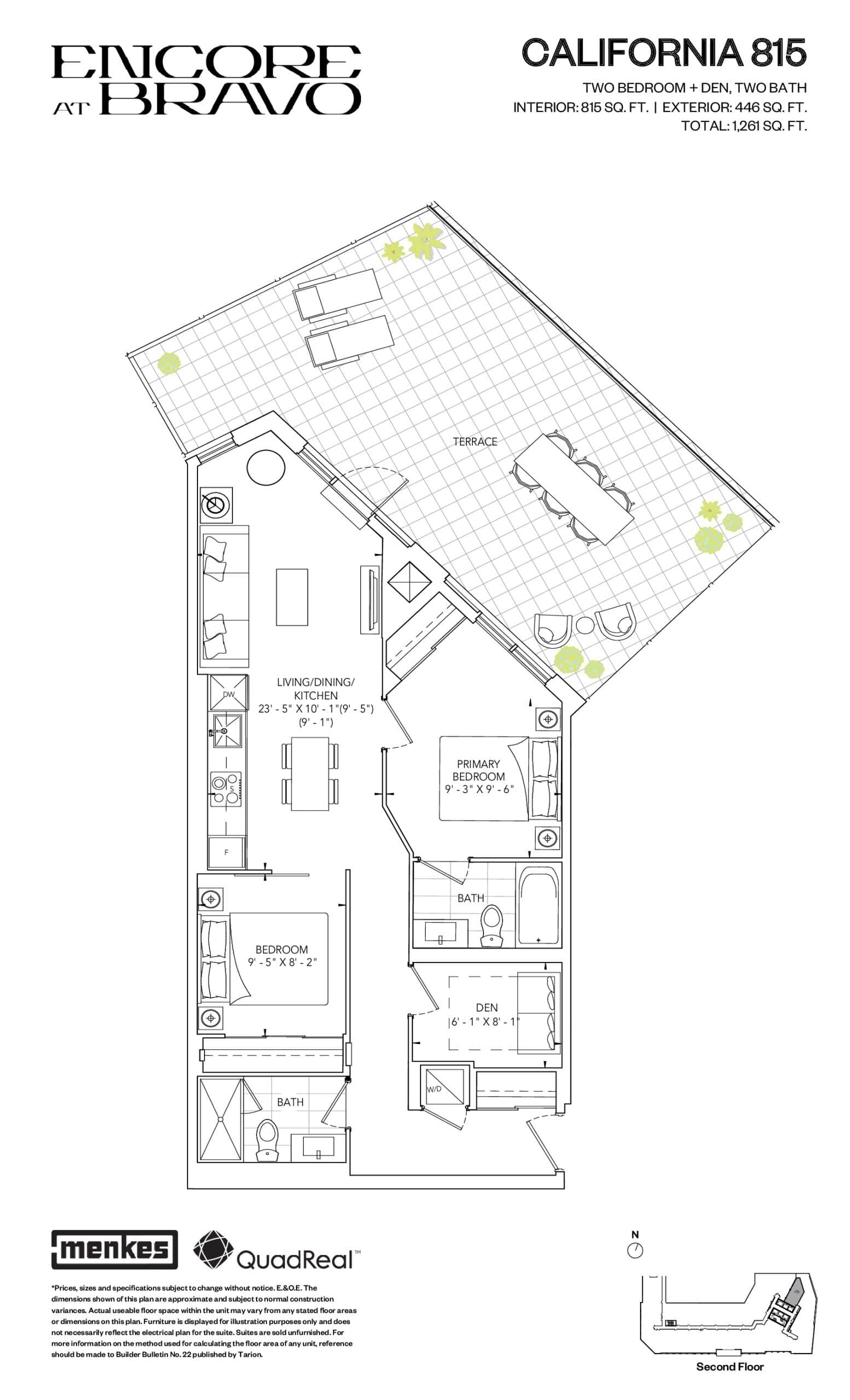California 815 Floor Plan at Encore at Bravo Condos - 815 sq.ft
