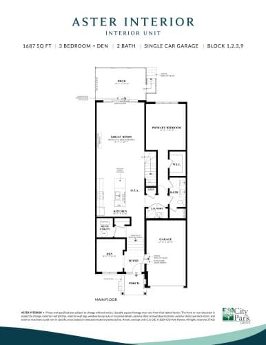Aster Interior - Main Floor floor plan