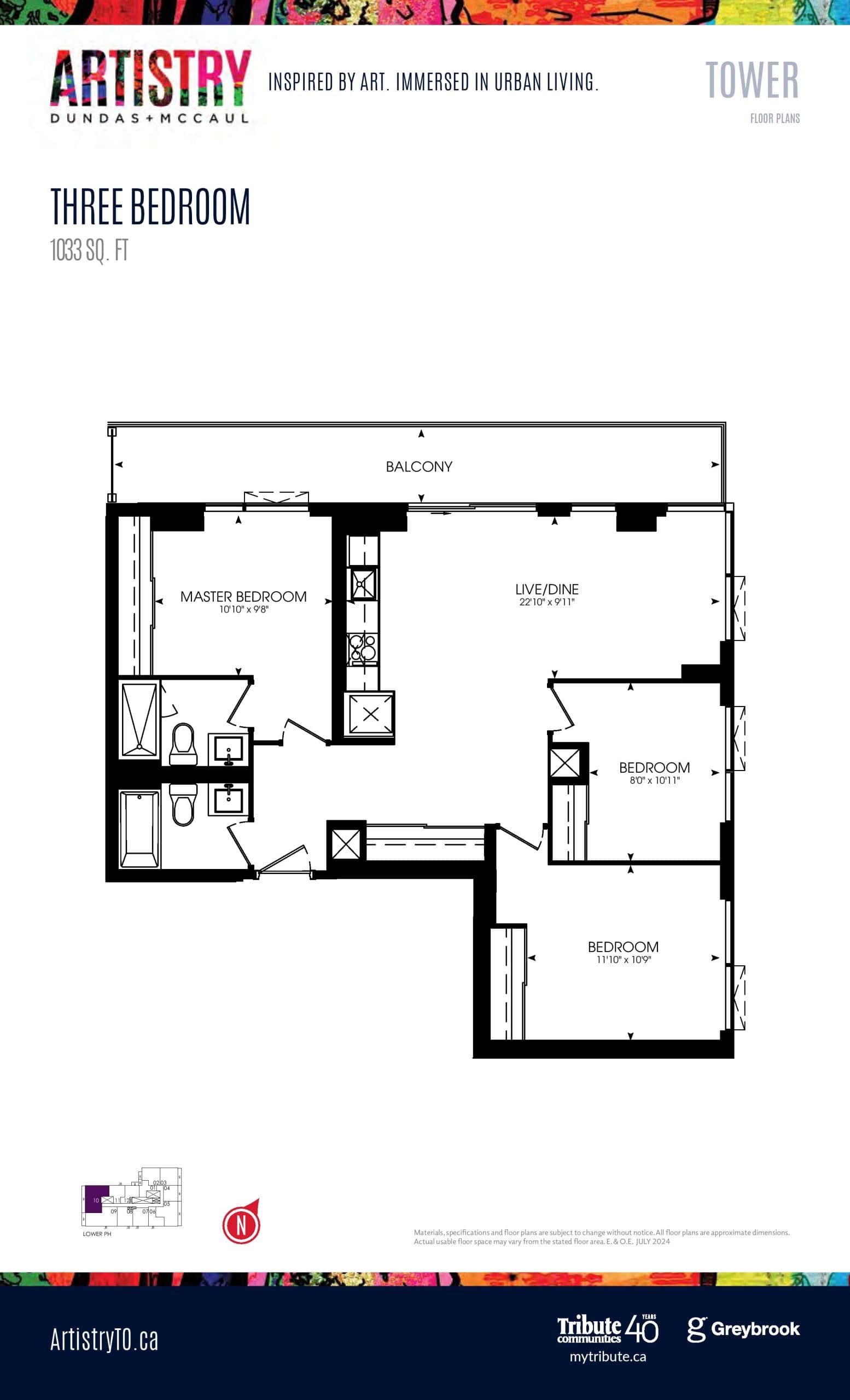 1033 sq. ft. - Tower Floor Plan at Artistry Condos - 1033 sq.ft