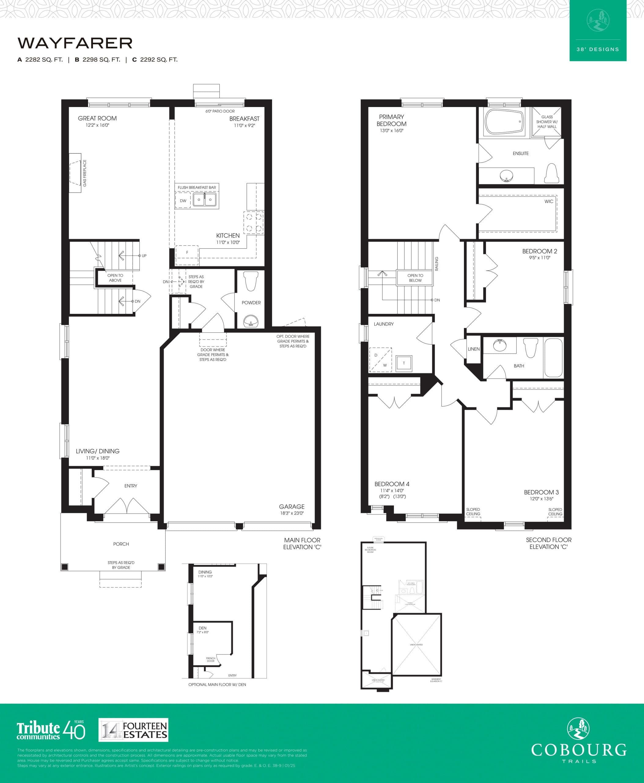 Wayfarer Floor Plan at Cobourg Trails Phase 2 - 2282 sq.ft