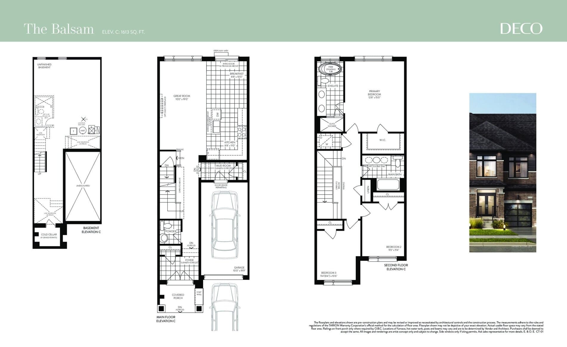 The Balsam Floor Plan at Greenwood Seaton by DECO Homes - 1613 sq.ft
