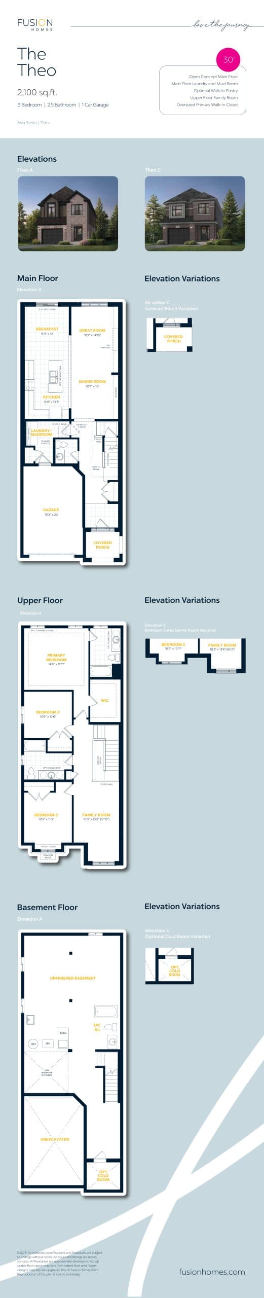 The Theo Floor Plan at Tidra Homes - 2100 sq.ft