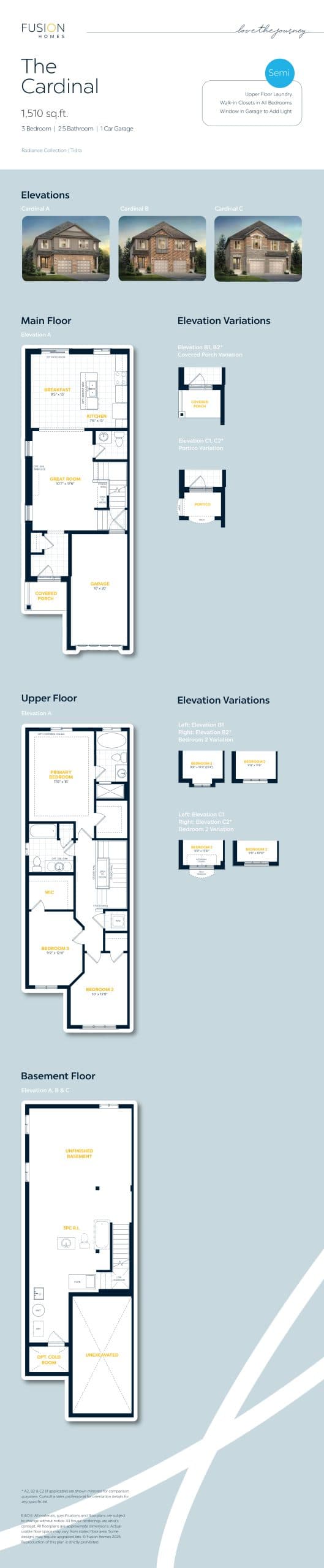 The Cardinal Floor Plan at Tidra Homes - 1510 sq.ft