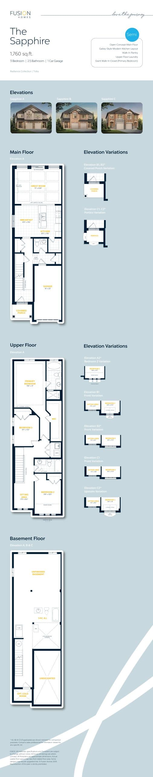 The Sapphire Floor Plan at Tidra Homes - 1760 sq.ft