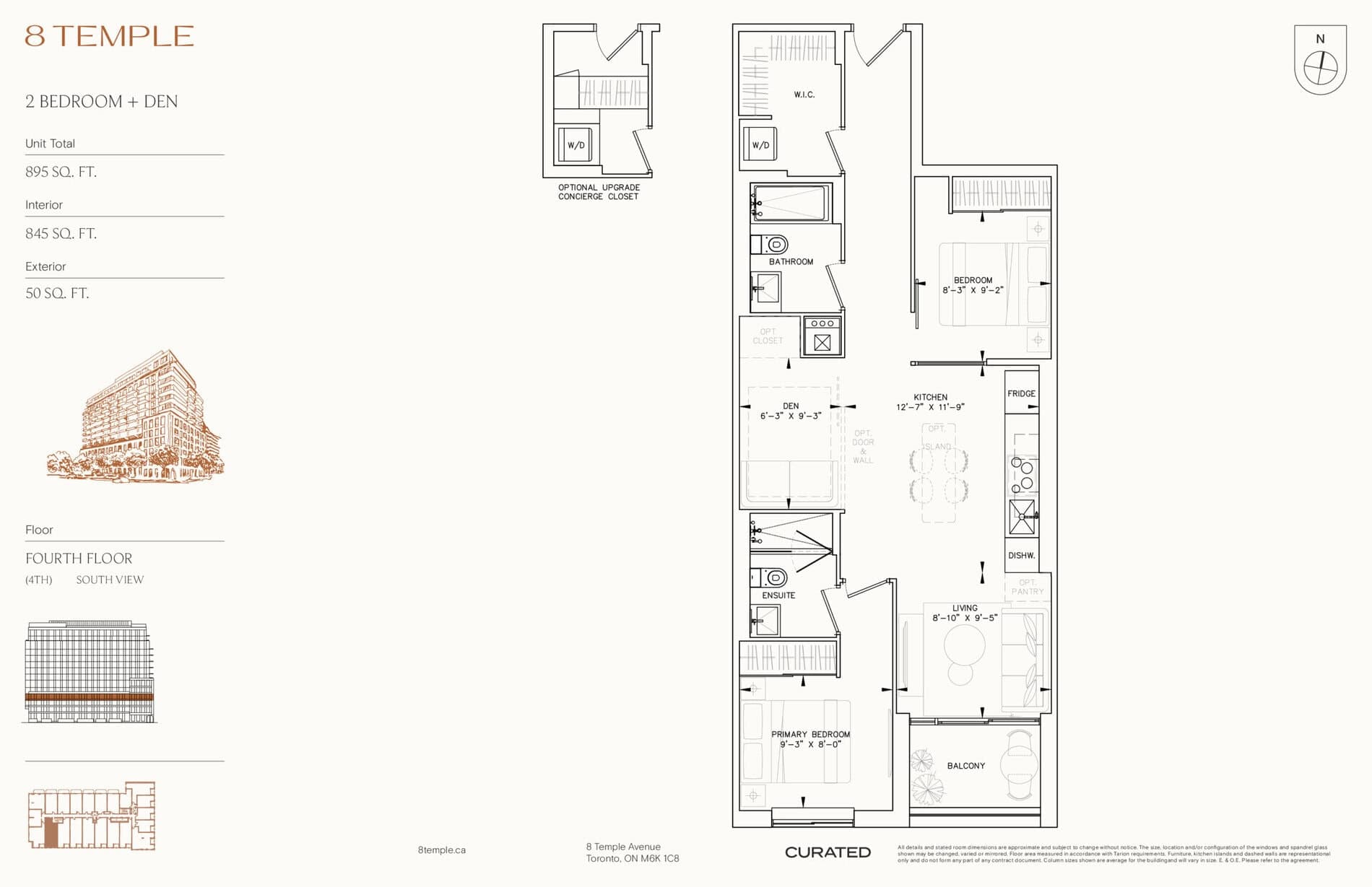 845 Floor Plan at 8 Temple Condos - 845 sq.ft