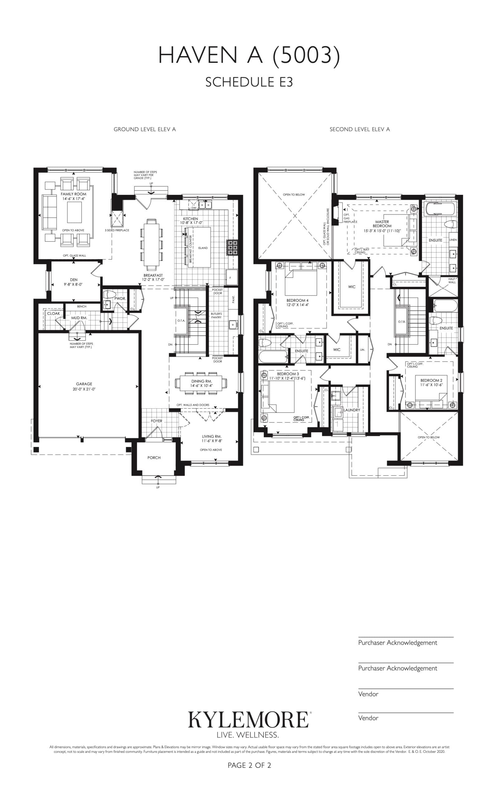 Haven - Elev. A Floor Plan at Angus Glen South Village - 3900 sq.ft