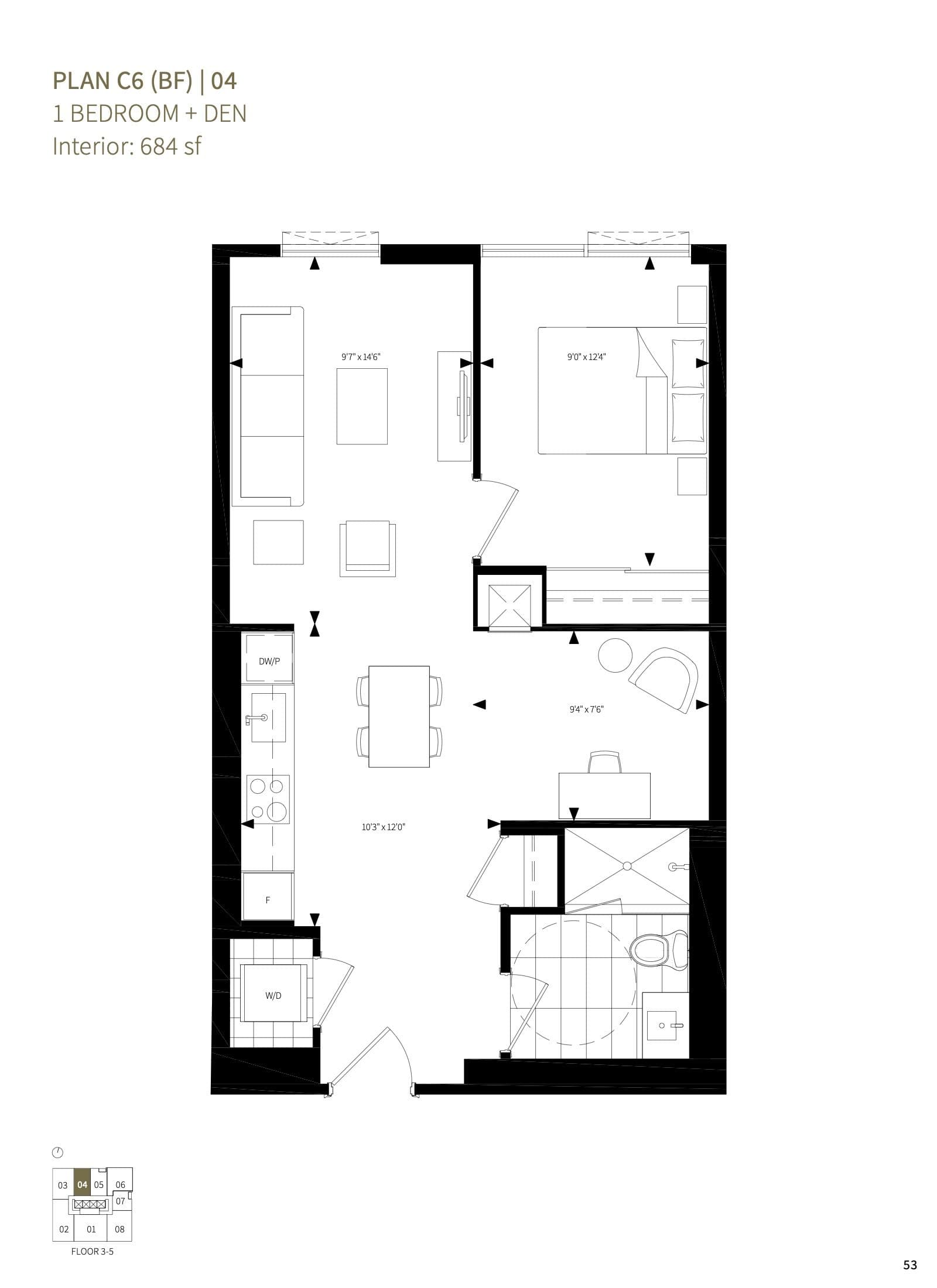 Plan C6 (BF) | 04 Floor Plan at Burke Condos - 684 sq.ft