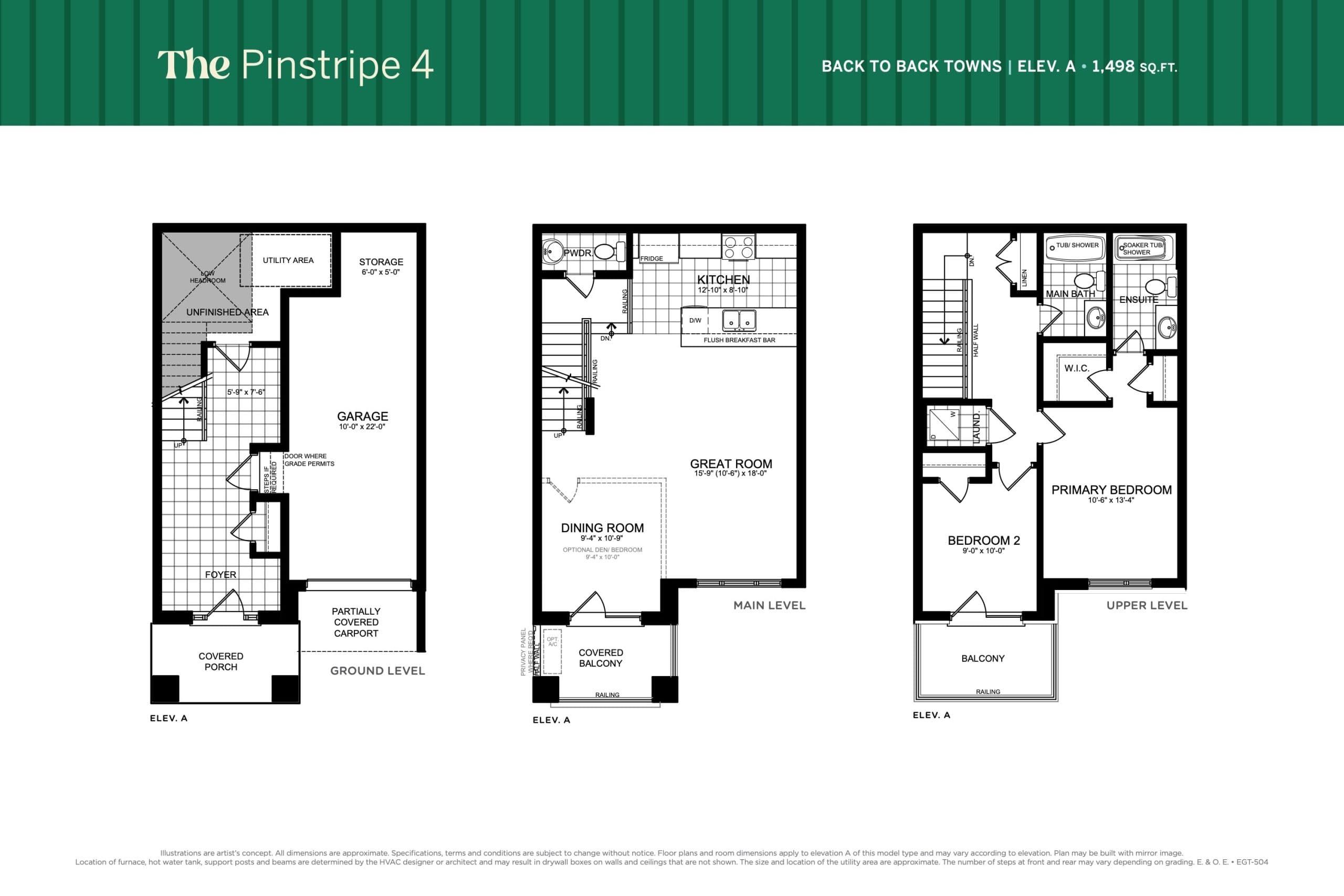The Pinstripe 4 Floor Plan at Electric Grand Towns - 1498 sq.ft