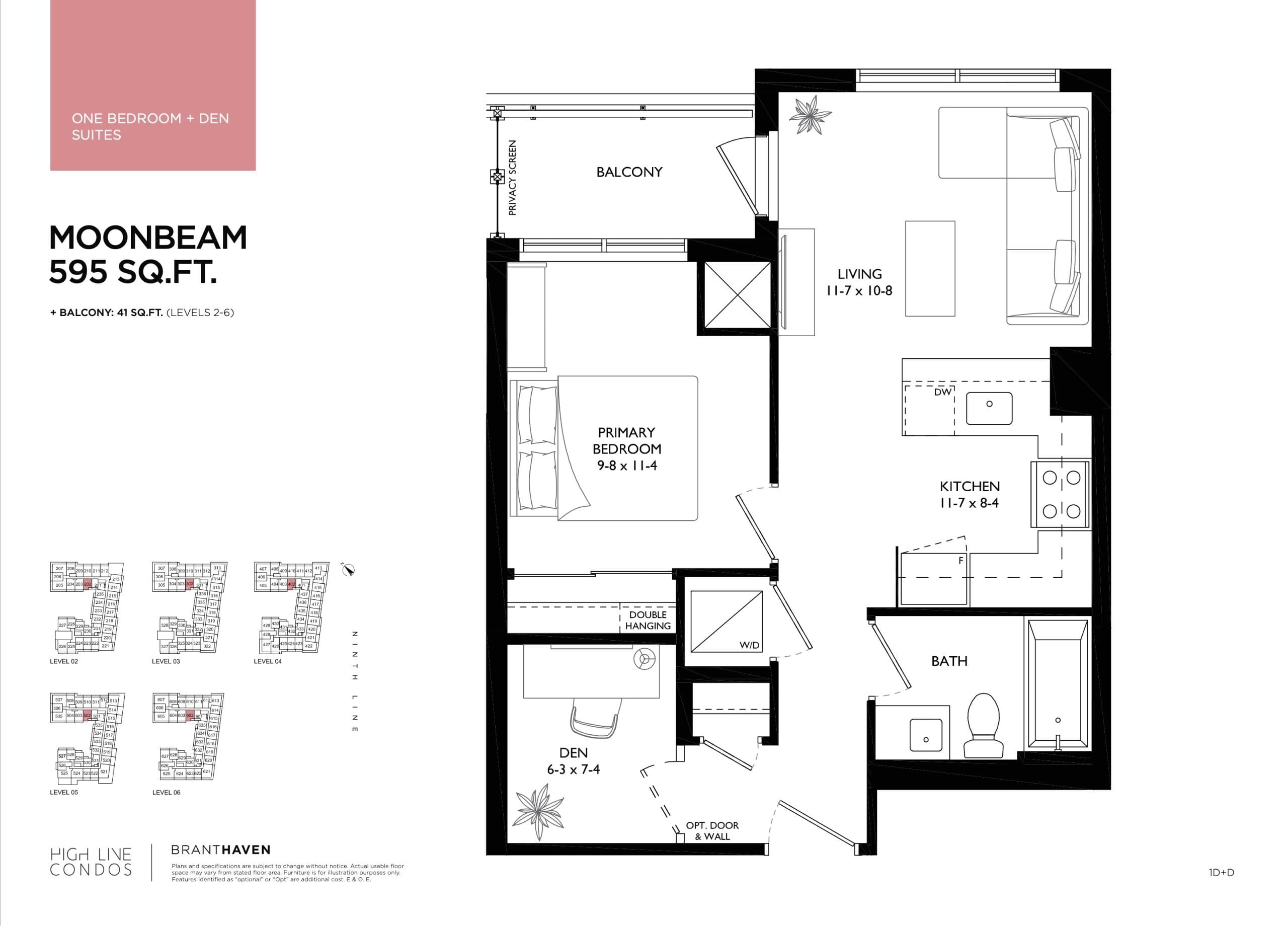 Moonbeam Floor Plan at High Line Condos - 595 sq.ft