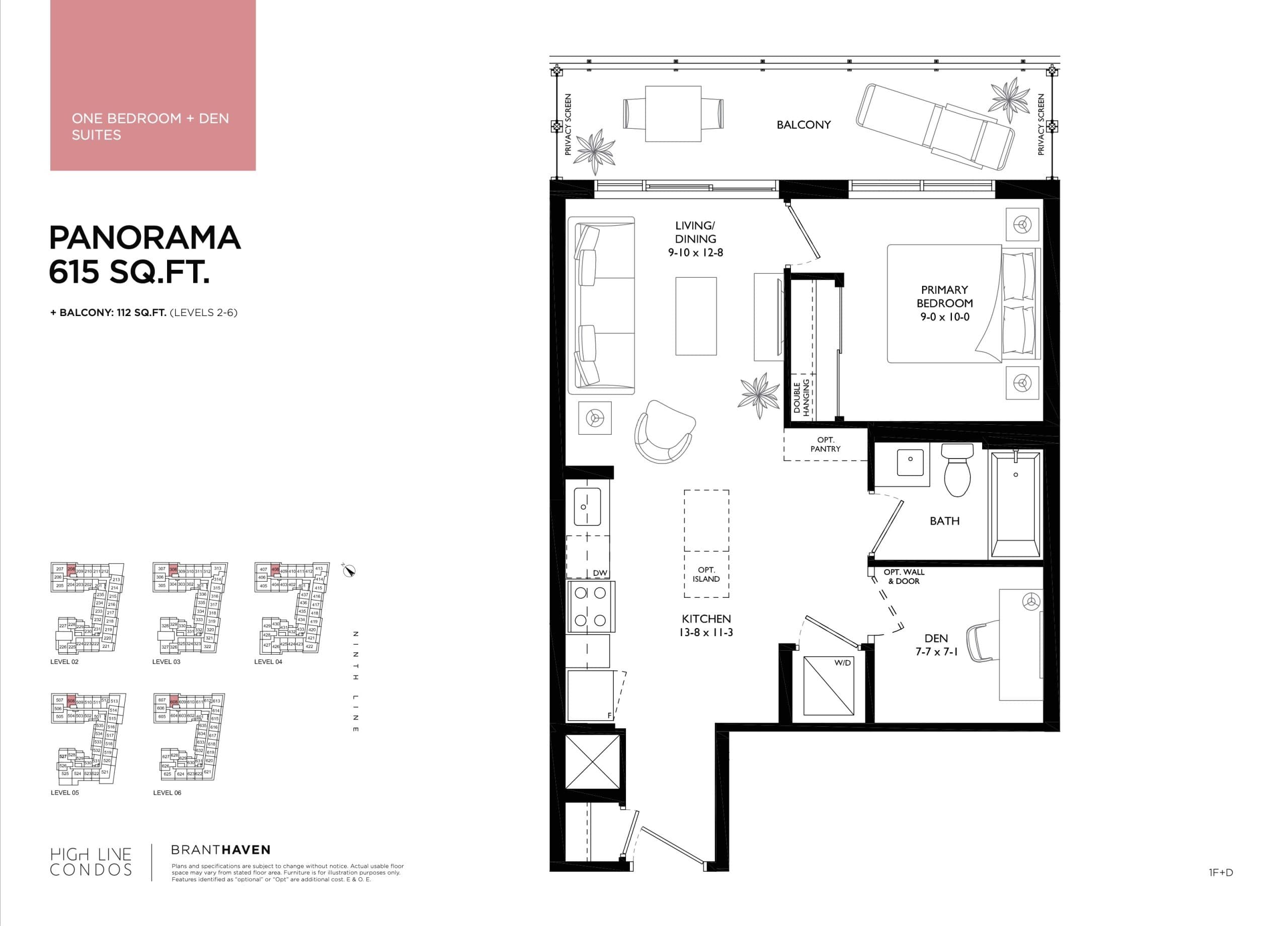 Panorama Floor Plan at High Line Condos - 615 sq.ft