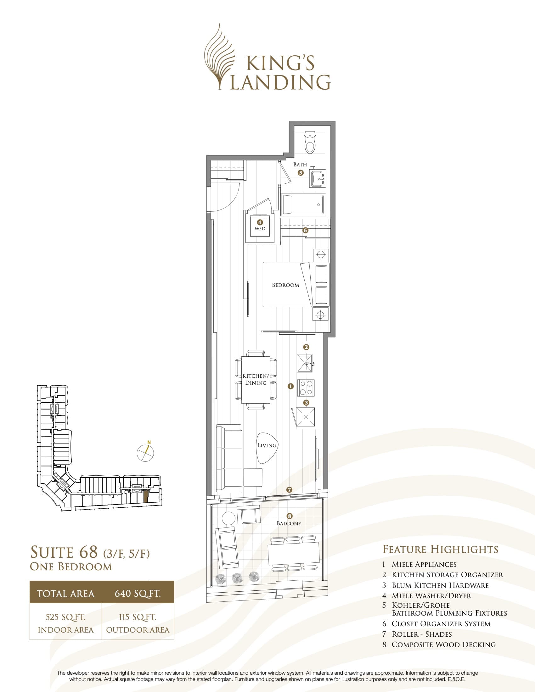 Suite 68 - Crescent Collection Floor Plan at King's Landing Condos - 525 sq.ft