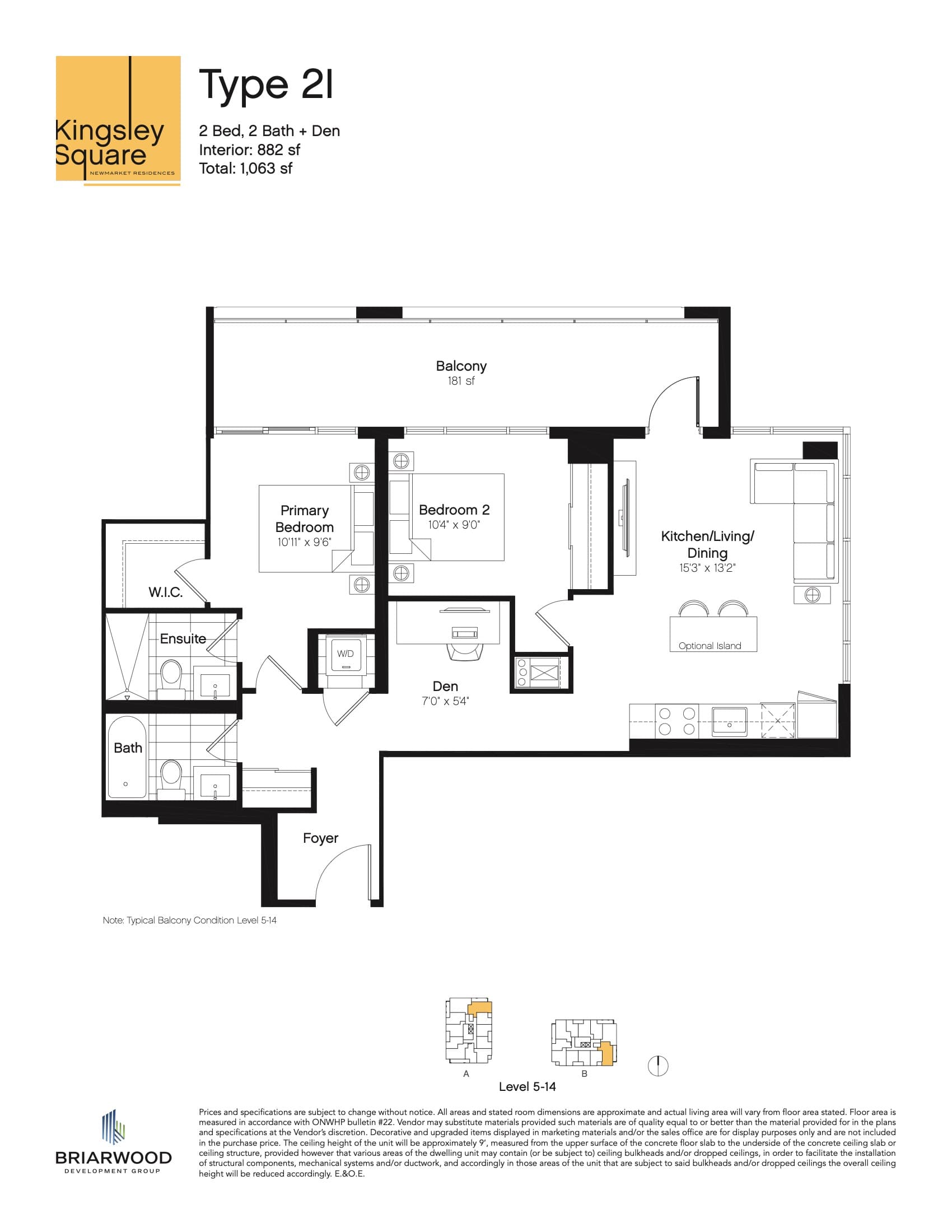 Type 2L Floor Plan at Kingsley Square Condos - 990 sq.ft